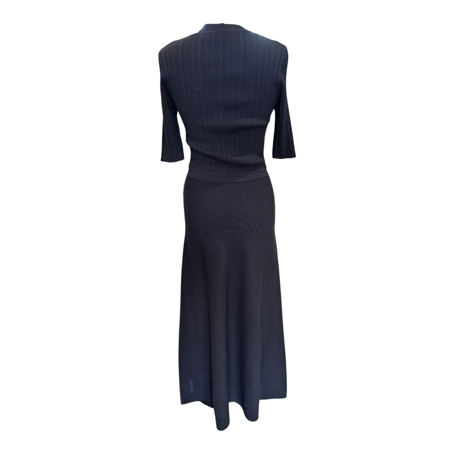 Karen Millen Black Rib Knit Military Trim Maxi Dress - 8/10 - NEW