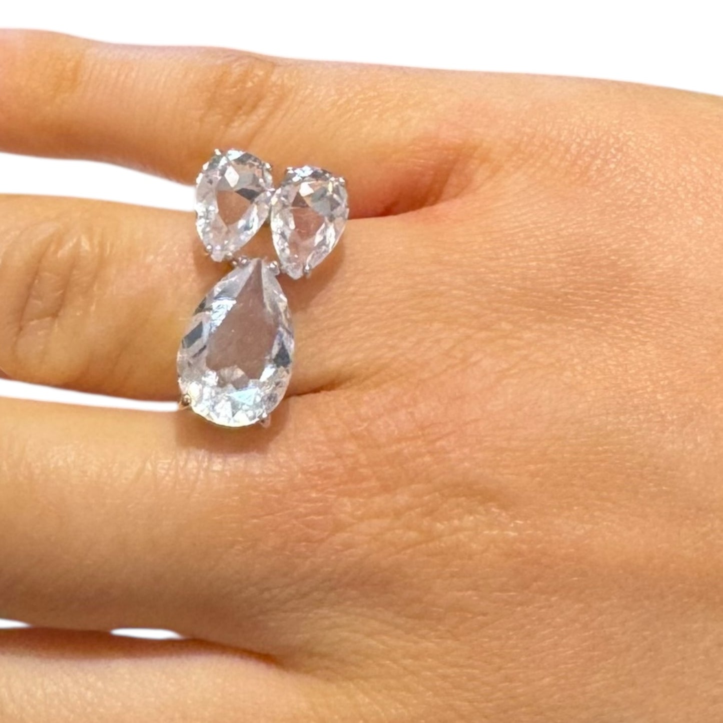 Swarovski Millenia Cocktail Ring with Pear Cut Crystals - Size 52