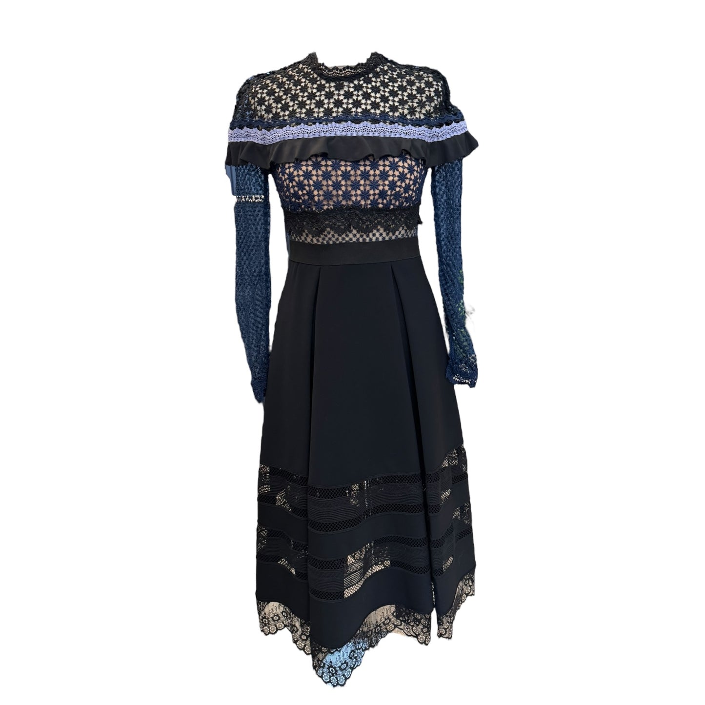 Self Portrait Bellis Lace Trim Midi Dress - 8