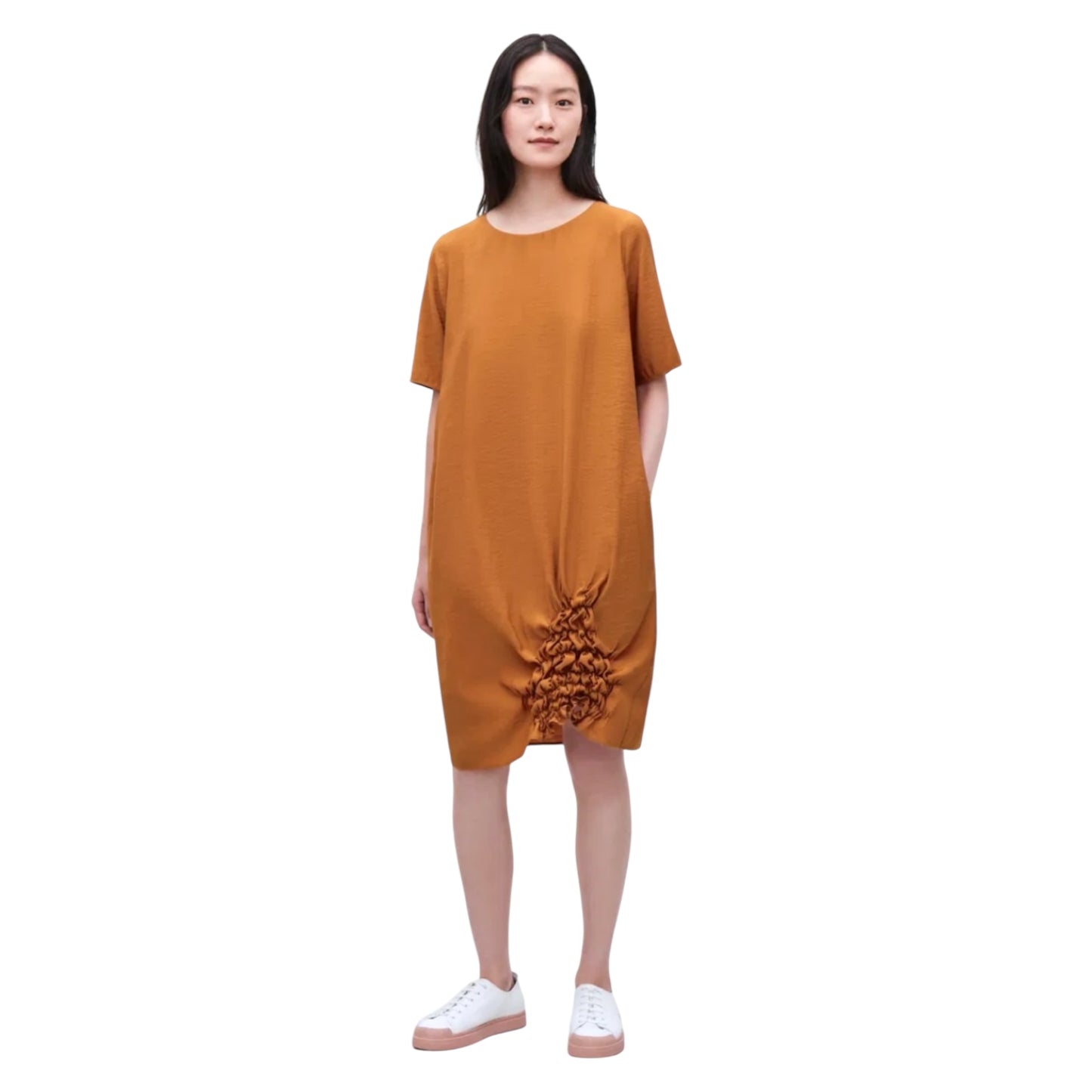 Cos Terracotta Dress with Gathered Hem - 8/10