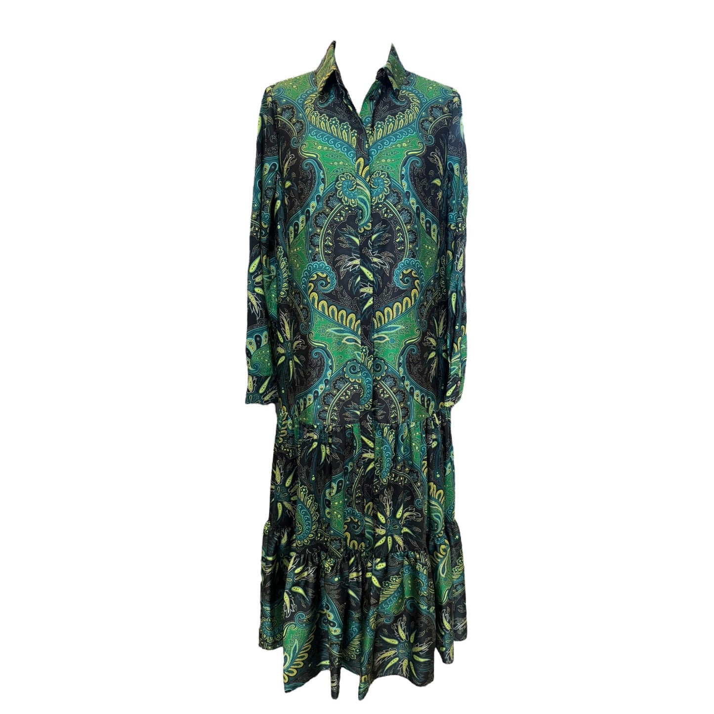 Kobi Halperin Romani-Tiered Paisley Print Midi Dress - 8/10