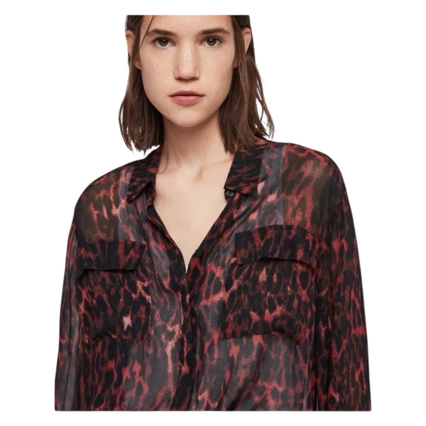 All Saints Adeliza Red and Black Shirt - 12