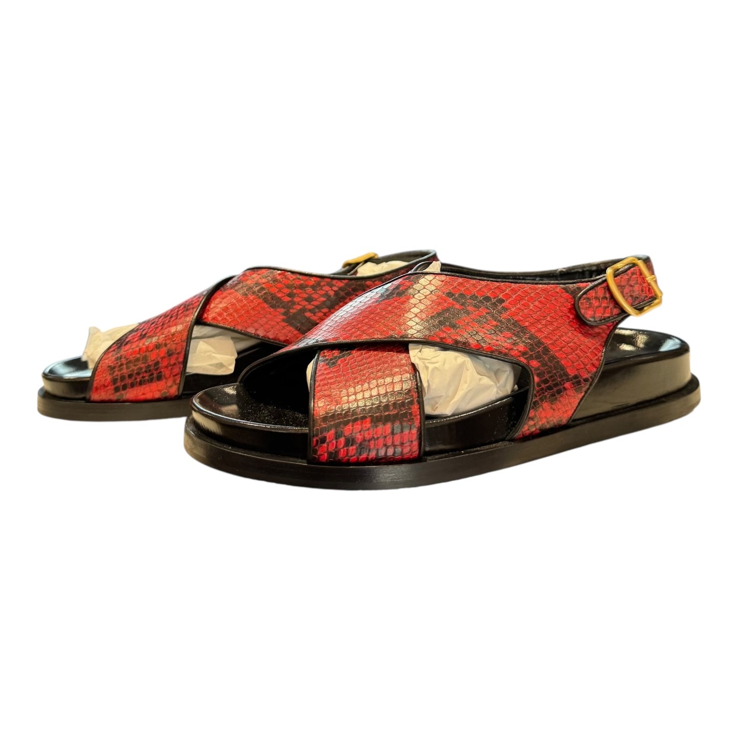 Dries Van Noten Snake Print Sandals Vermillion - 6 - NEW
