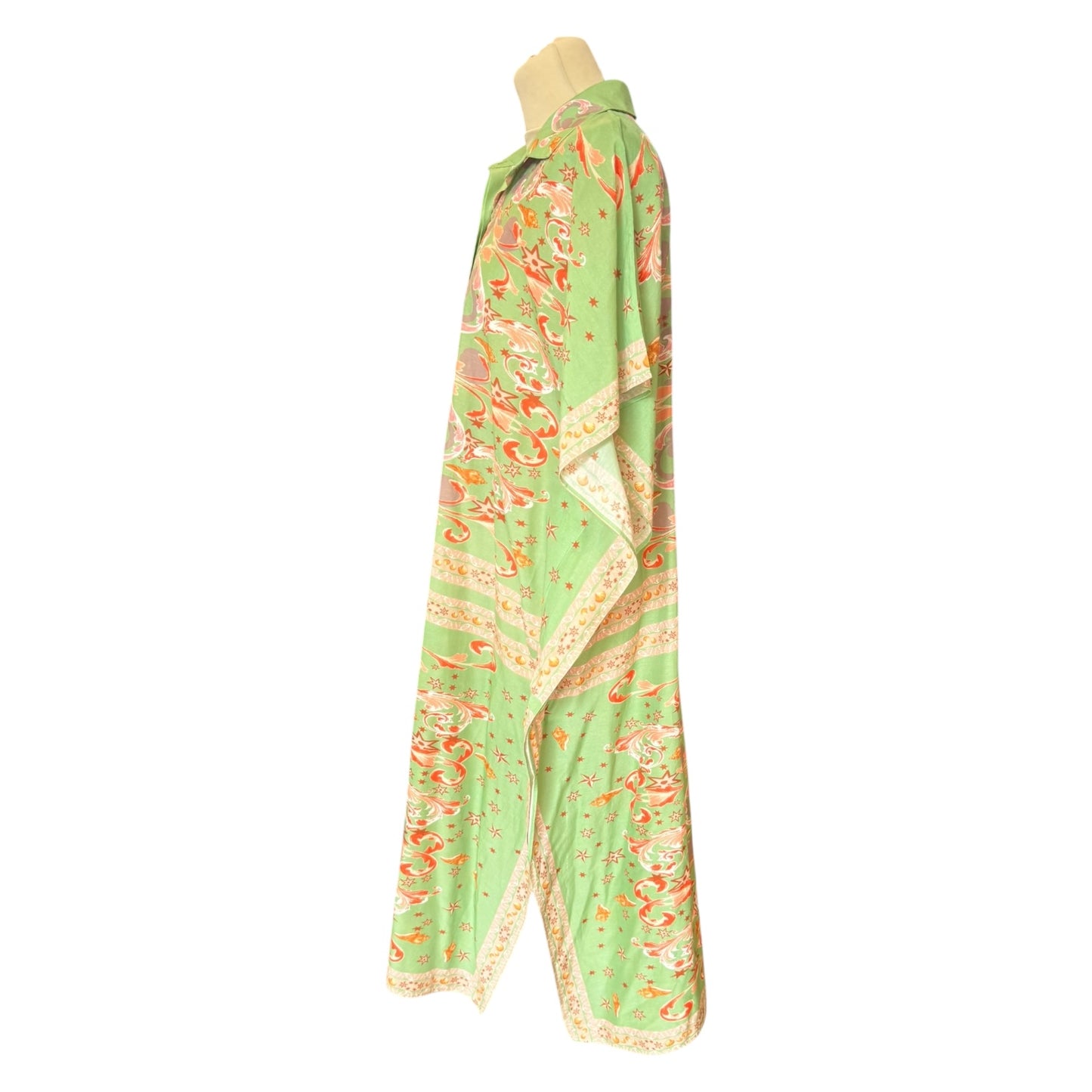 By Malina Green and Pink Minella Print Kaftan - 12 / 14