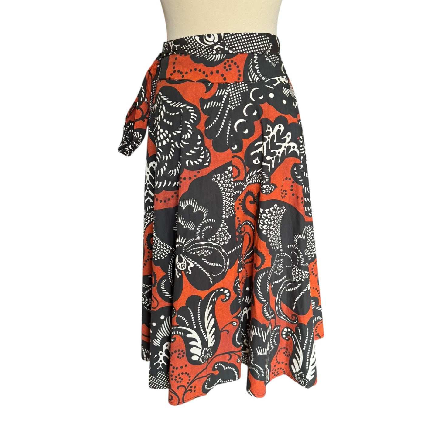 Icona 100% Cotton Brown and Black Print Skirt - 12 - NEW