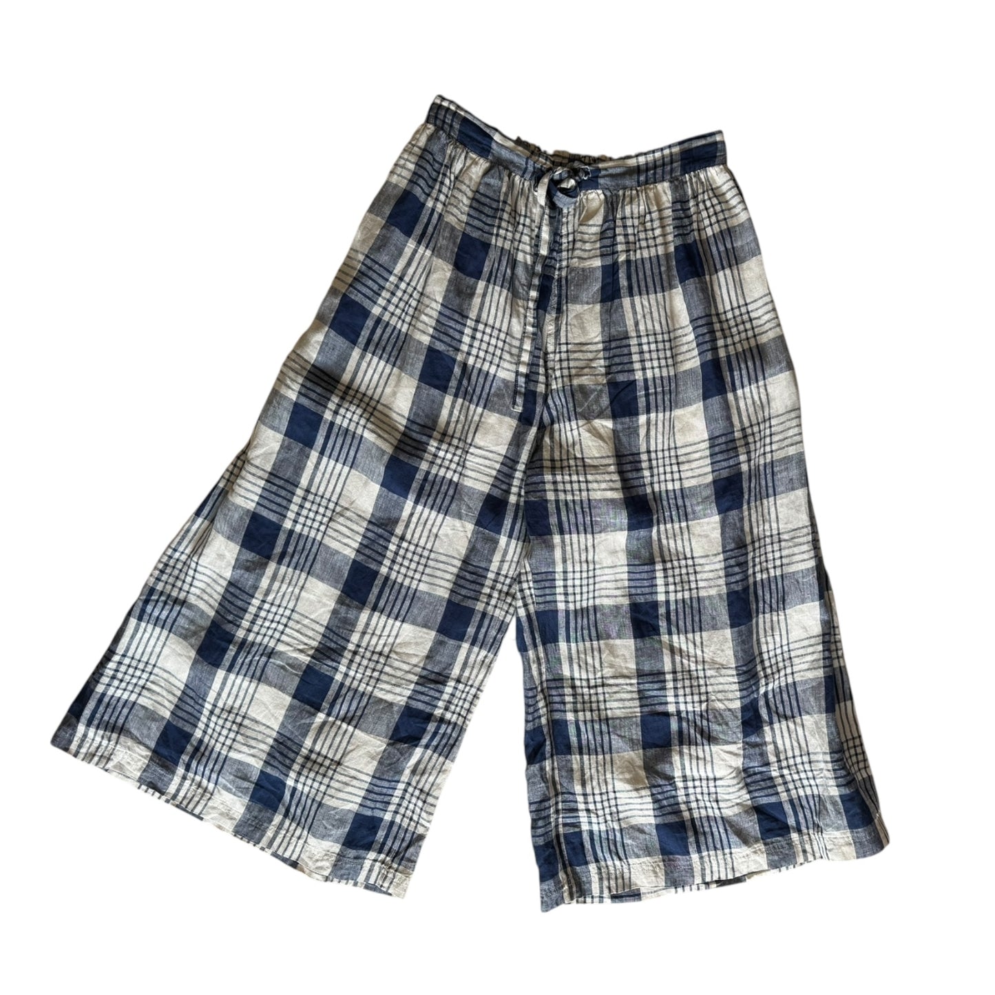 Ichi Antiquites Blue Check Linen Culottes - 10