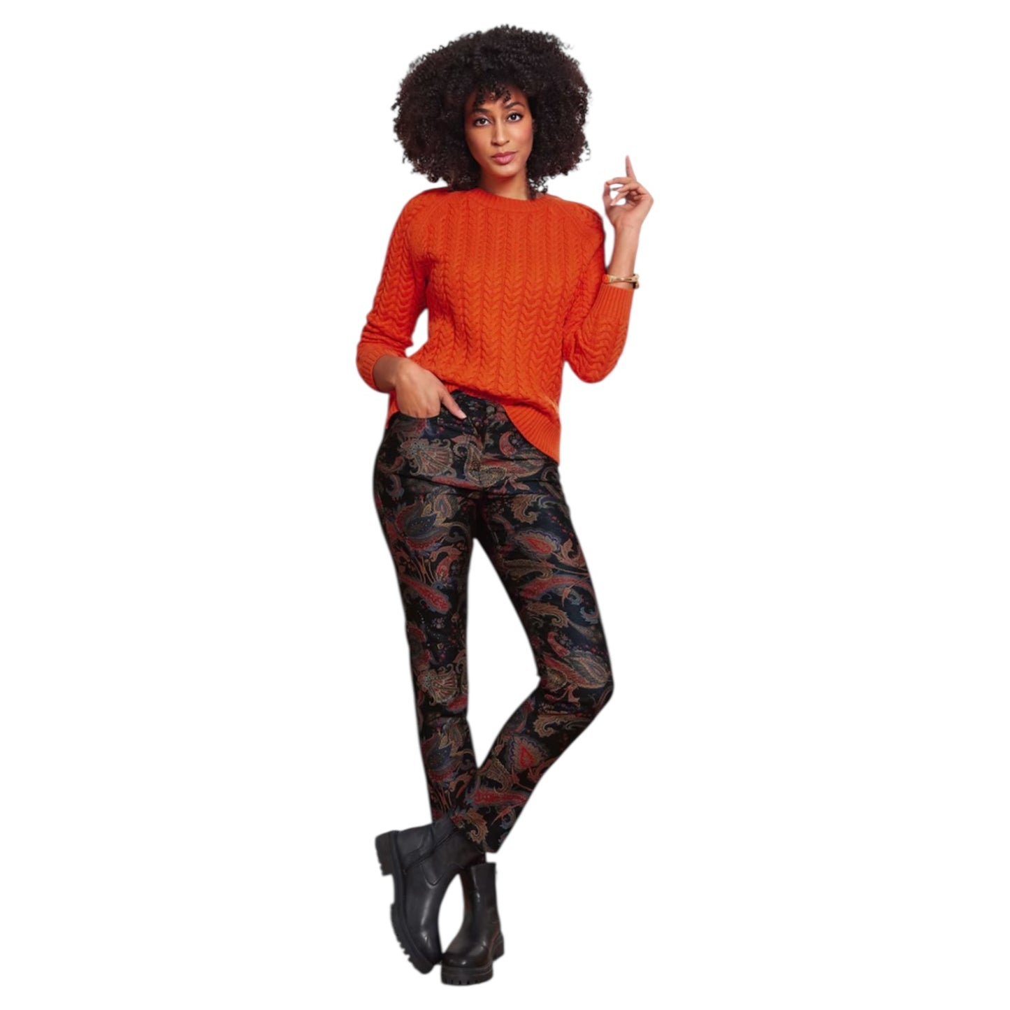 Madeleine Orange Cable Knit Jumper - 10/12