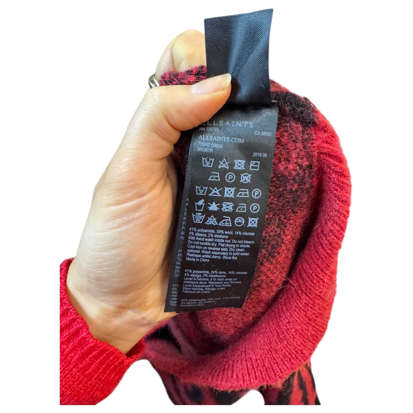 All Saints Red and Black Tigre Crew Jumper - 12