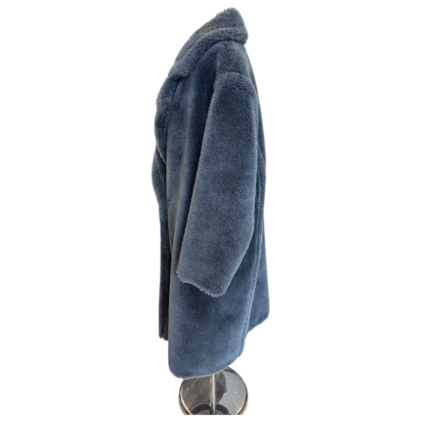 Meteo Yves Salomon Blue Wool Boucle Longline Coat - 10
