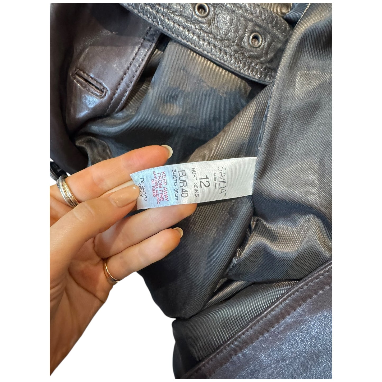 Savida Brown Leather Double Breasted Coat - 10/12