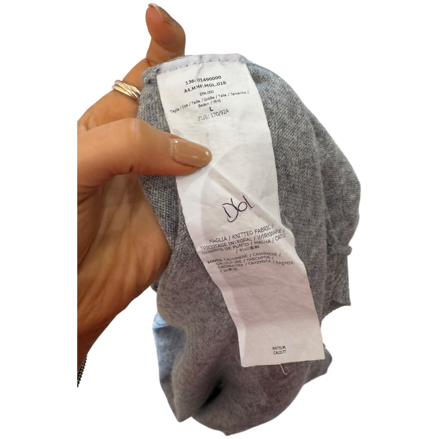 Max Mara Grey Cashmere V Neck Sweater - 12