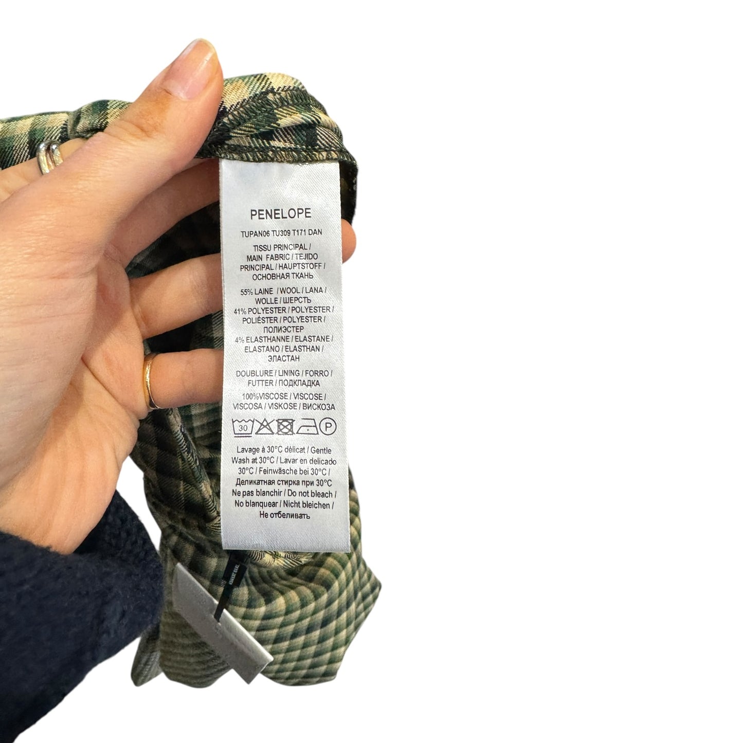 Tara Jarmon Green Check Trousers - 8 - NEW