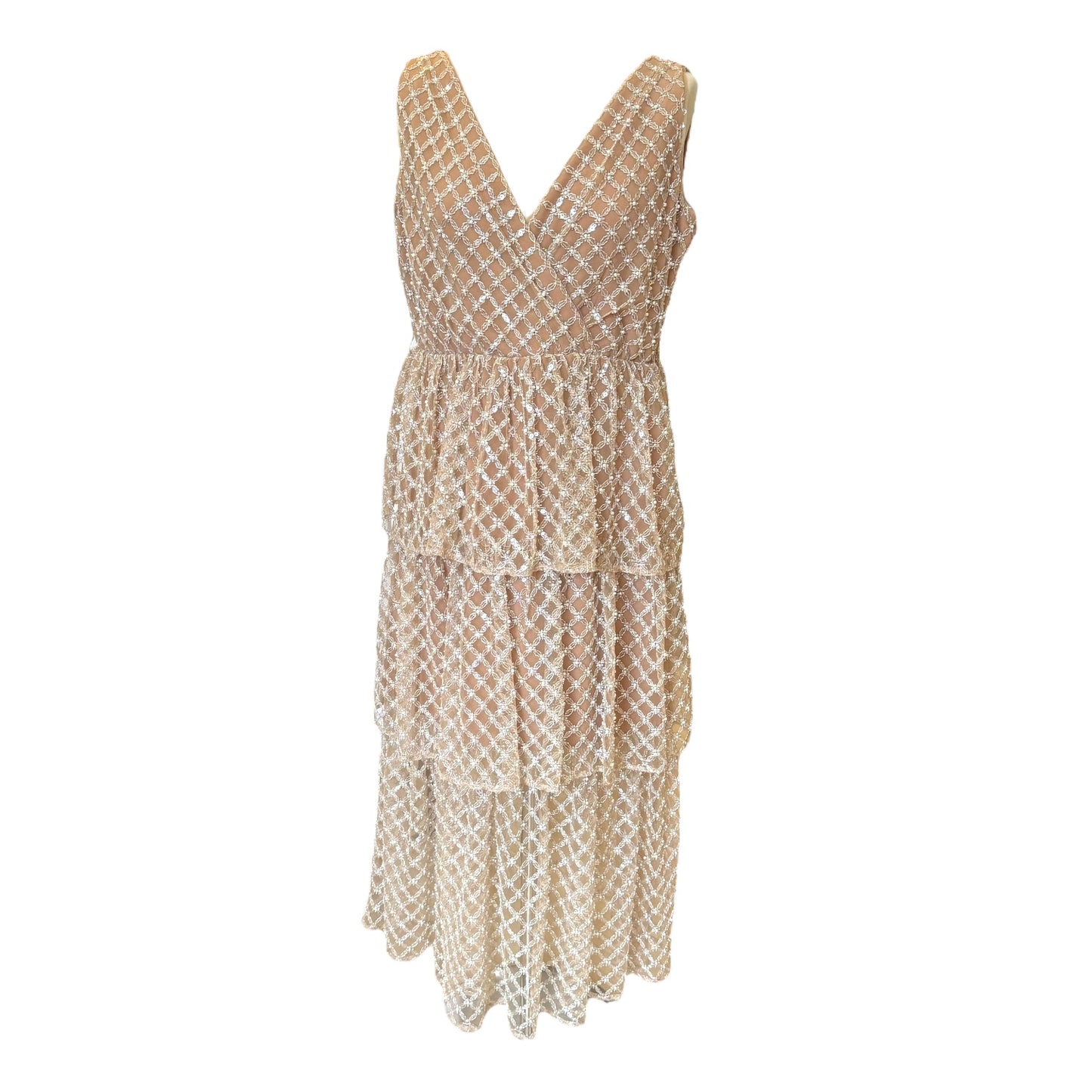 Self-Portrait Grid Tiered Midi Dress - 12