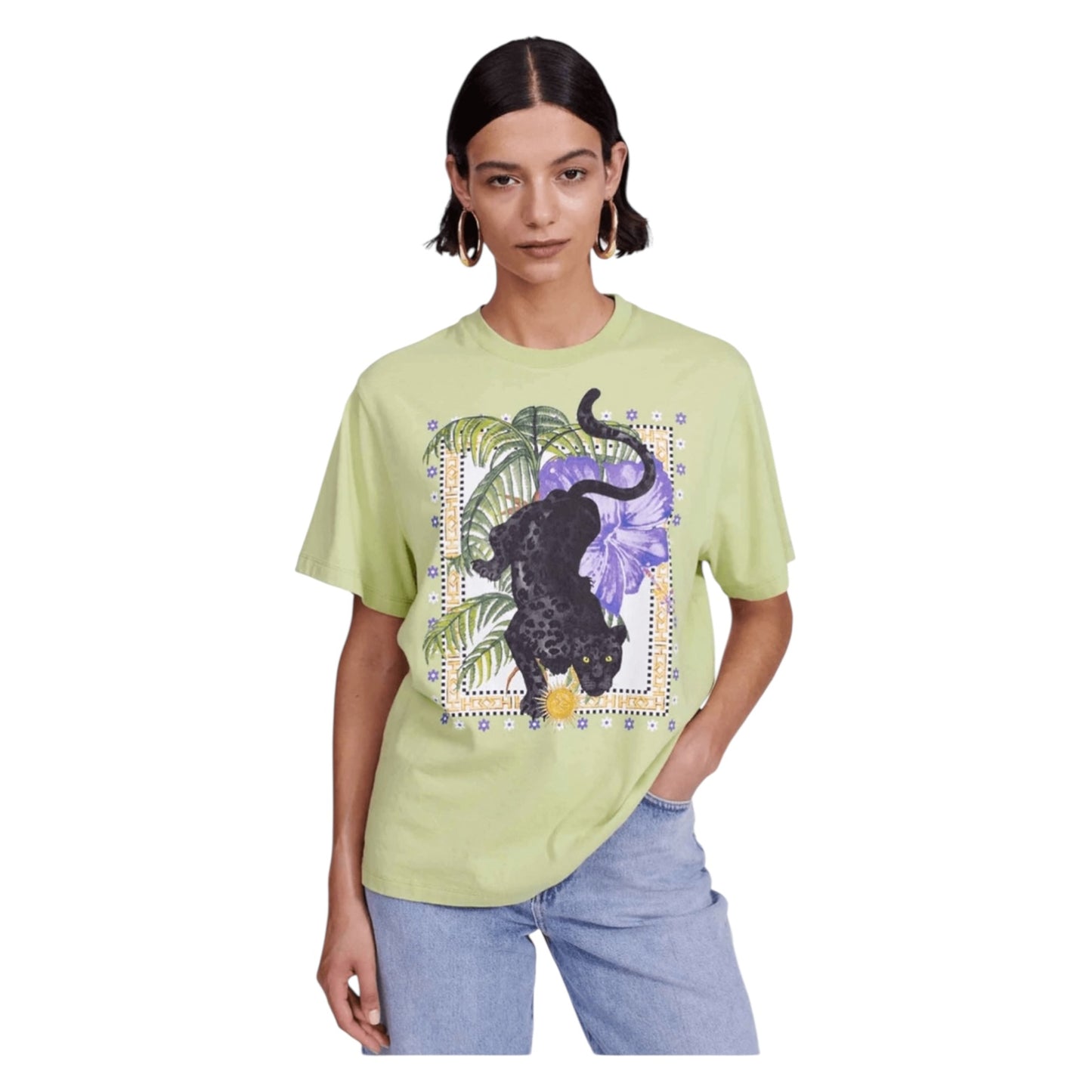 Hayley Menzies Prowling Panther T-Shirt Lime - 10