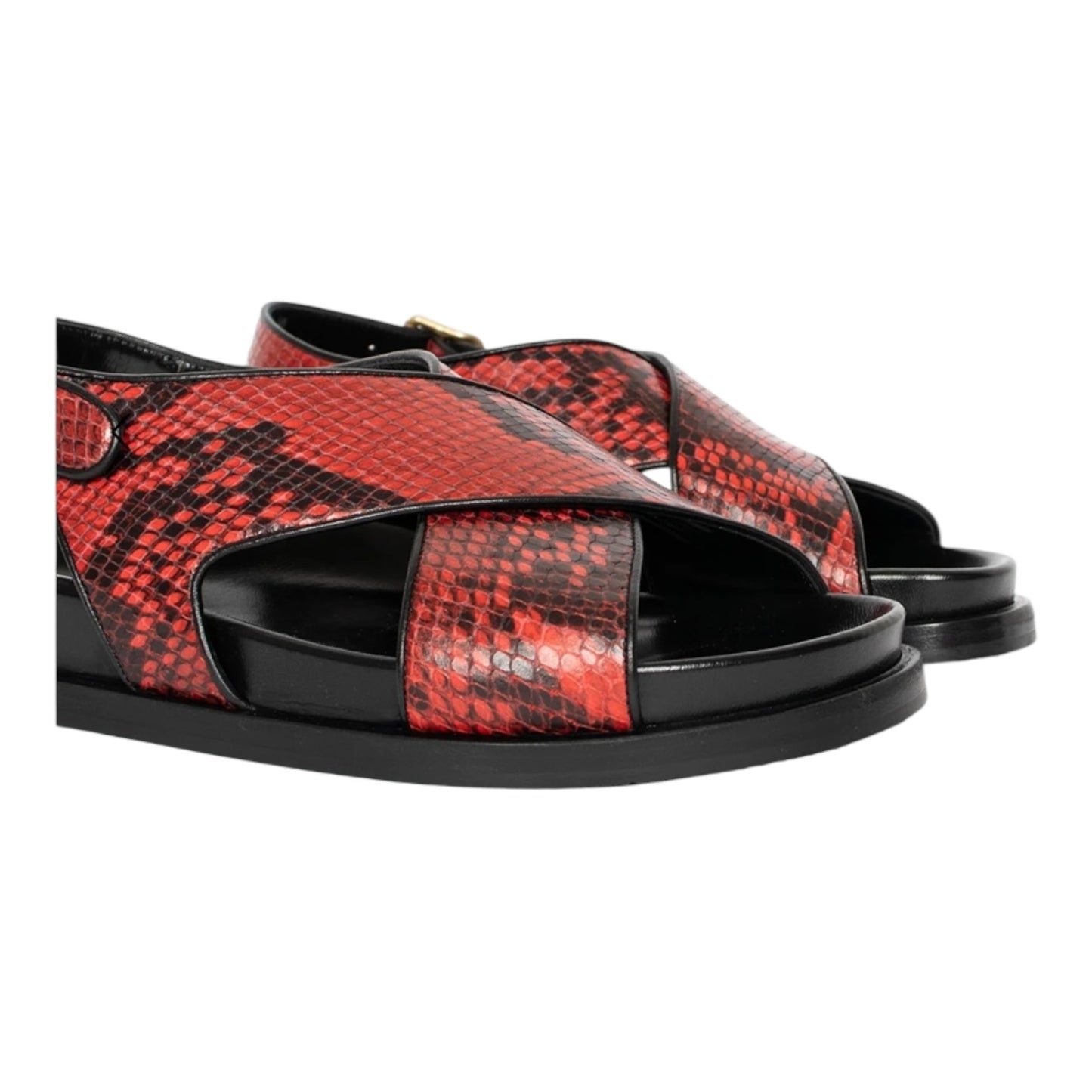 Dries Van Noten Snake Print Sandals Vermillion - 6 - NEW