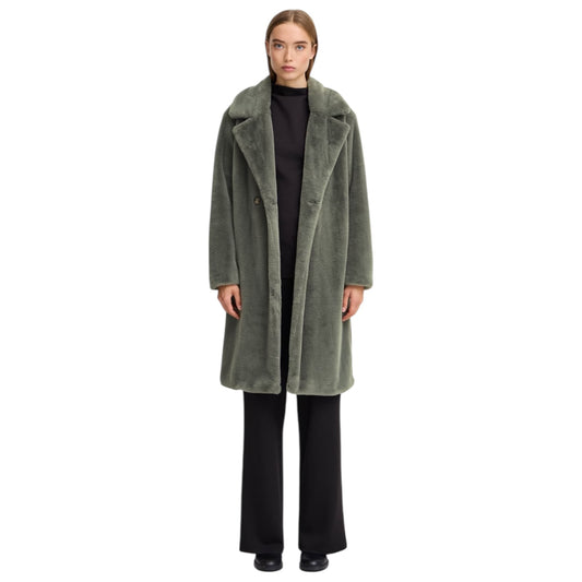 Ichi Sage Green Fluffy Coat - 10