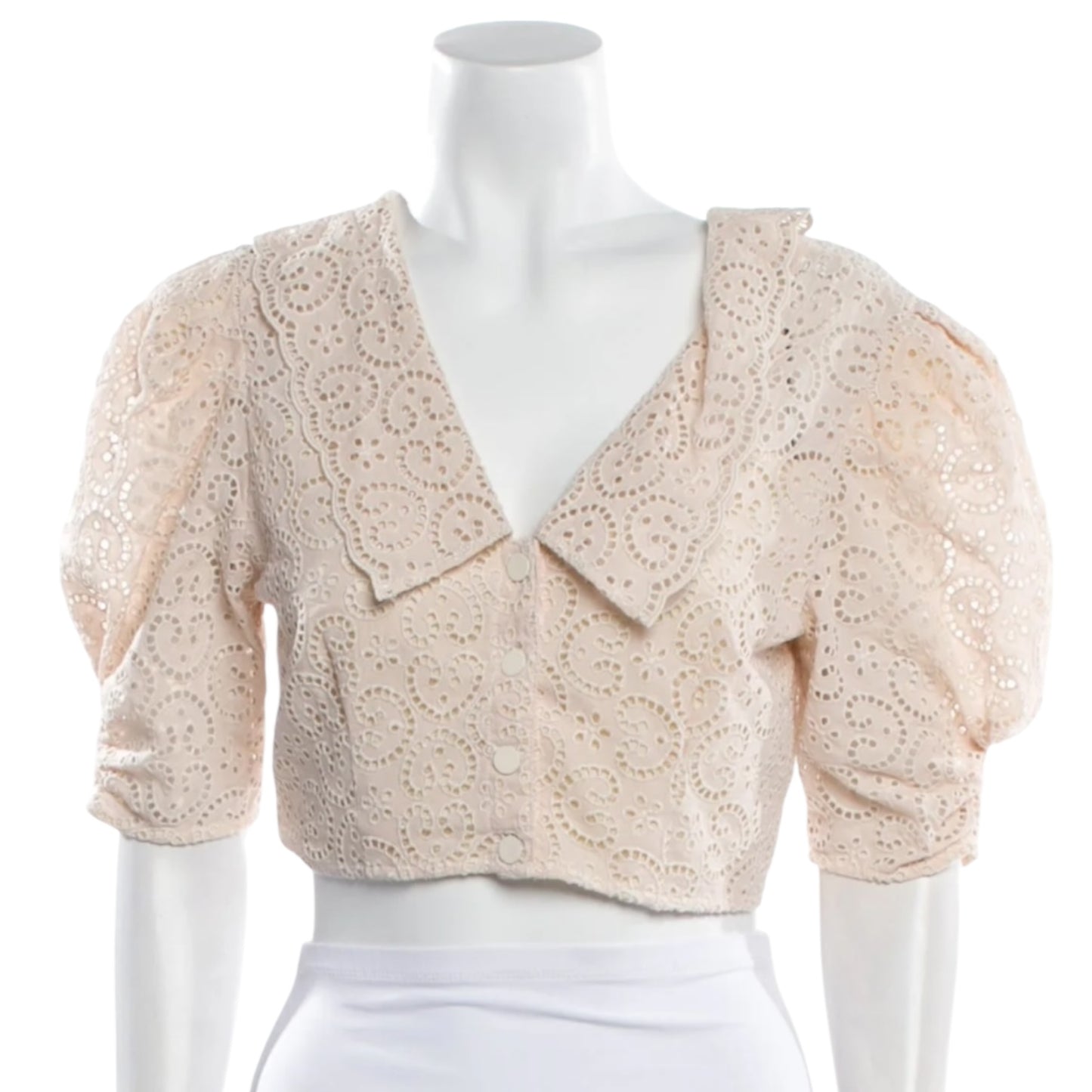 Sandro Cropped Broderie Anglaise Shirt - 10
