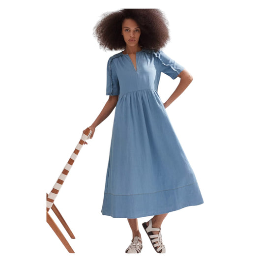 Me + Em Chambray Relaxed Ruffle Midi Dress - 10