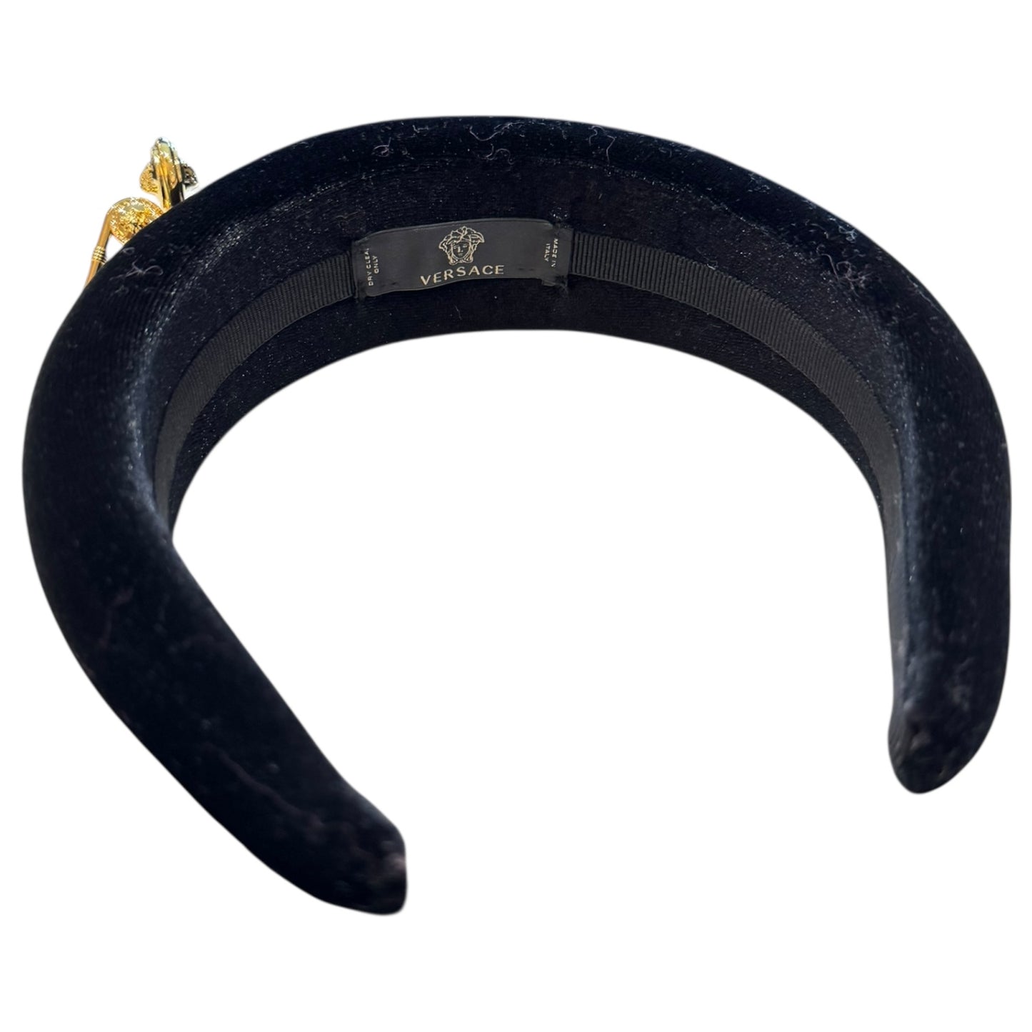 Versace Black Velvet and Gold Safety Pin Headband