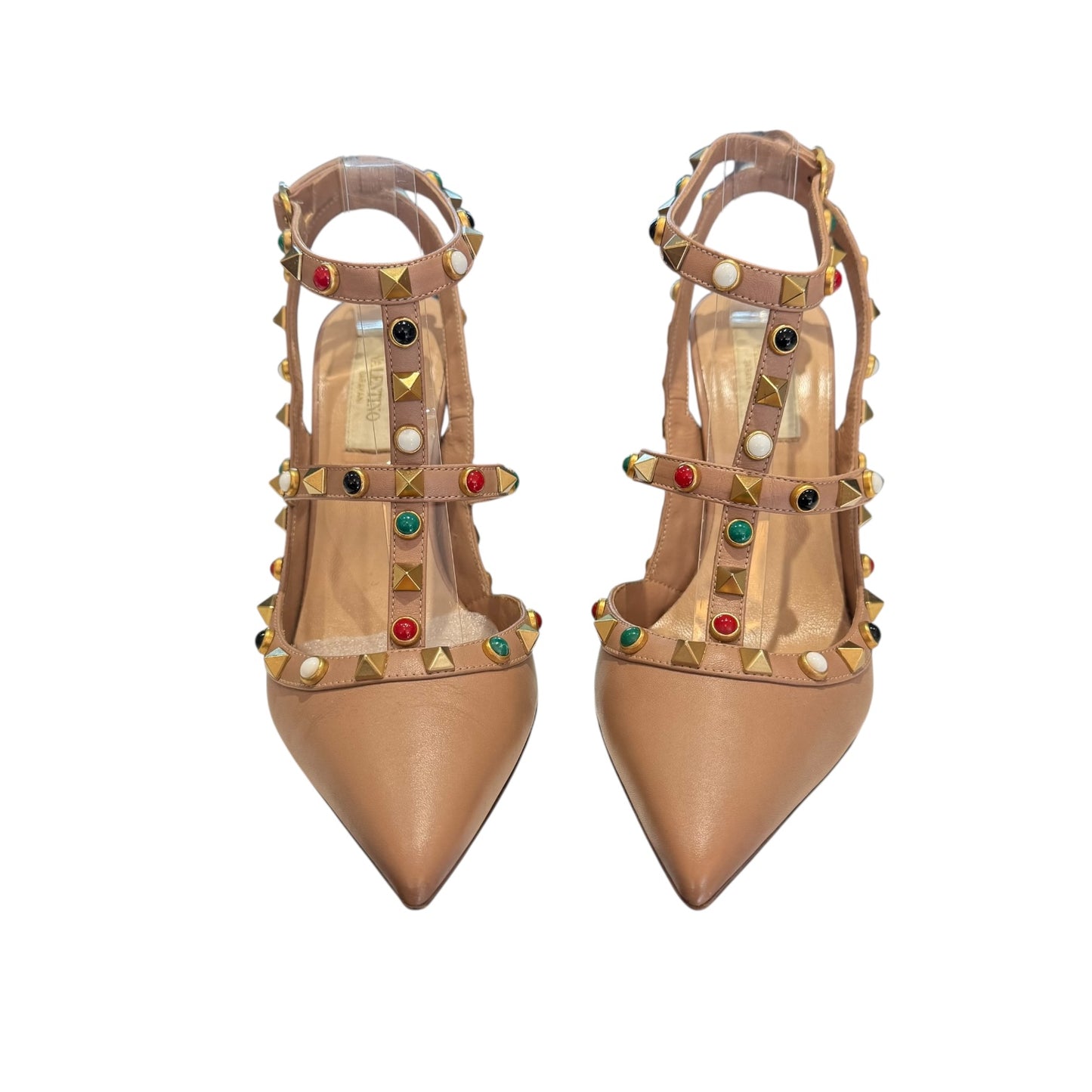 Valentino Beige Rock Stud Heels - 37 / 4