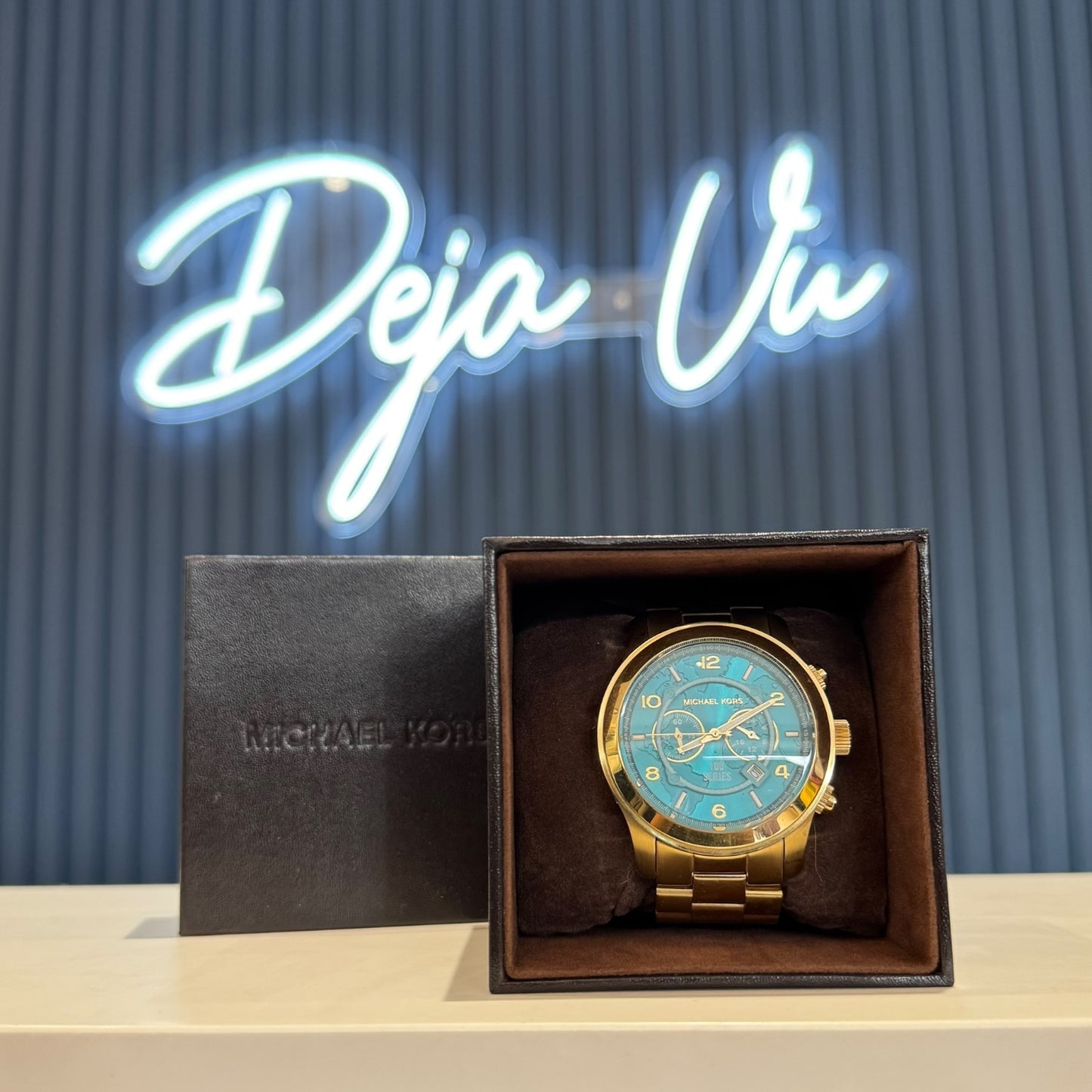 Michael Kors 'Watch Hunger Stop' Gold and Turquoise Watch