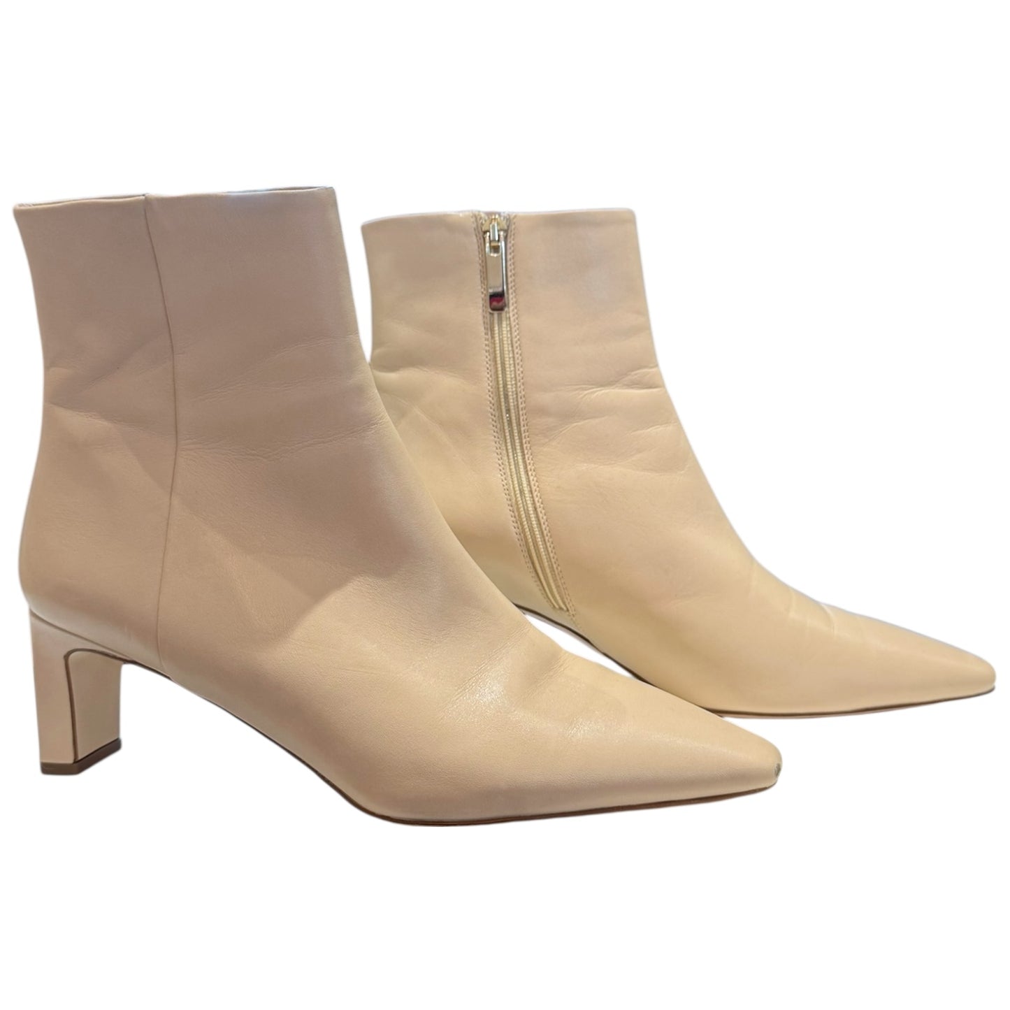 LK Bennett Margaux Sand Leather Blunt Toe Boots - 39 / 6