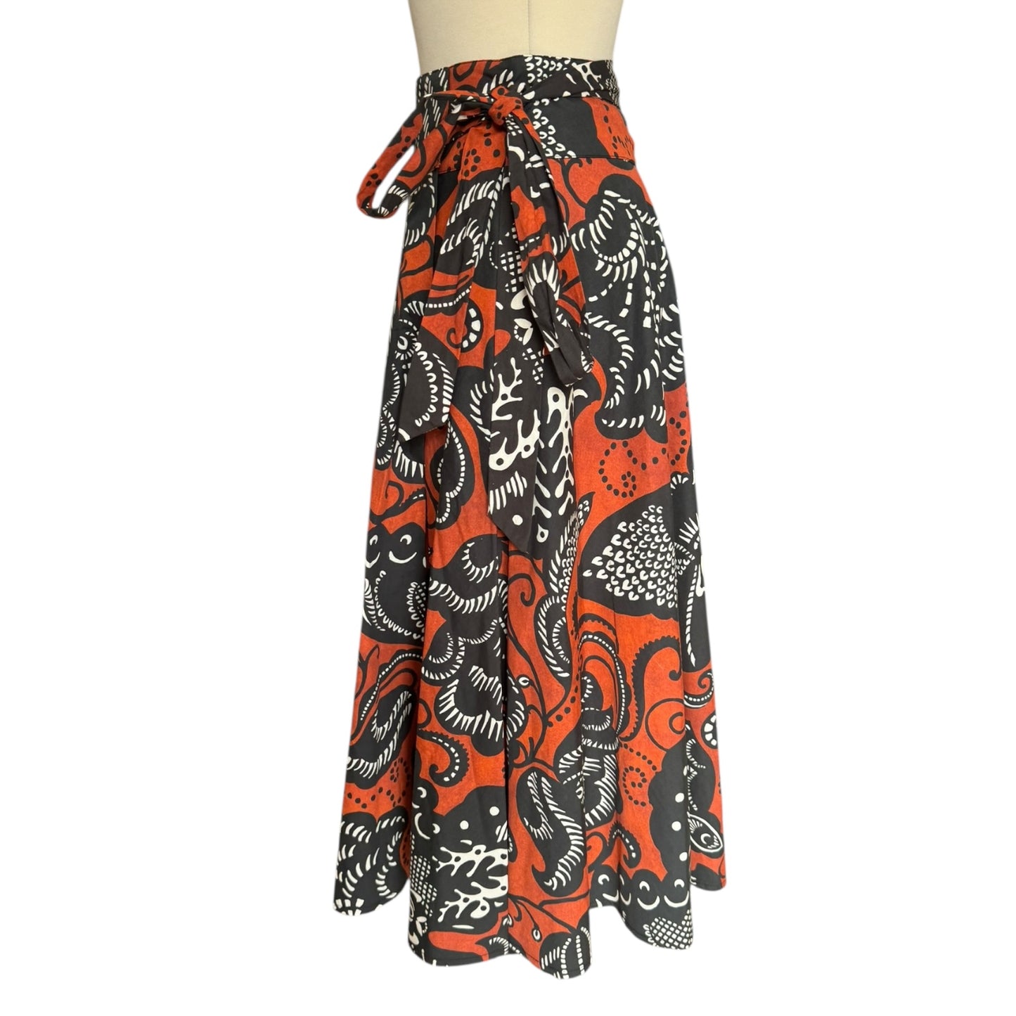 Icona 100% Cotton Brown and Black Print Skirt - 12 - NEW