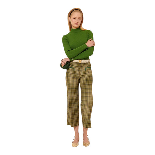 Tara Jarmon Green Check Trousers - 8 - NEW