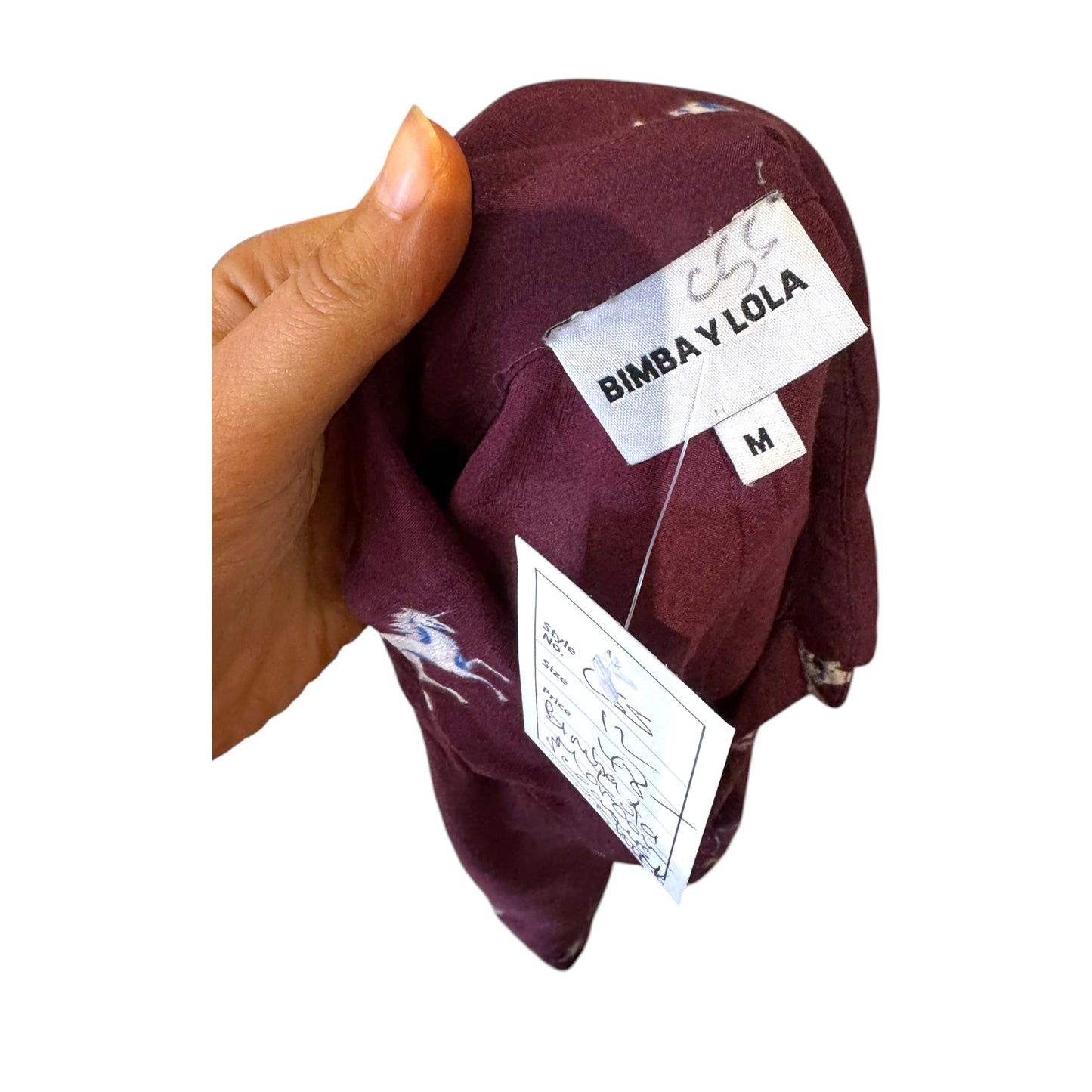 Bimba Y Lola Burgundy Equestrian Print Shirt - 12