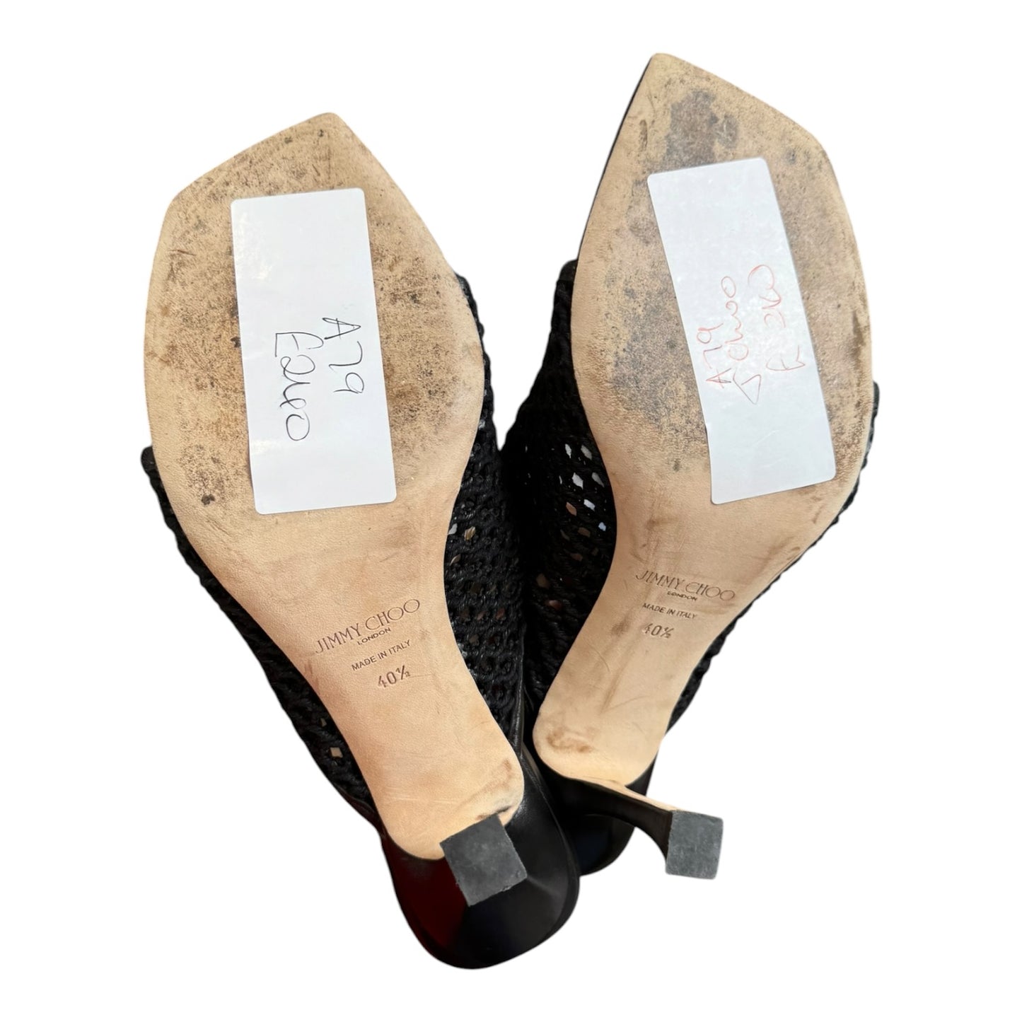 Jimmy Choo Black Seher 90 Woven Mules - 40.5 / 7.5