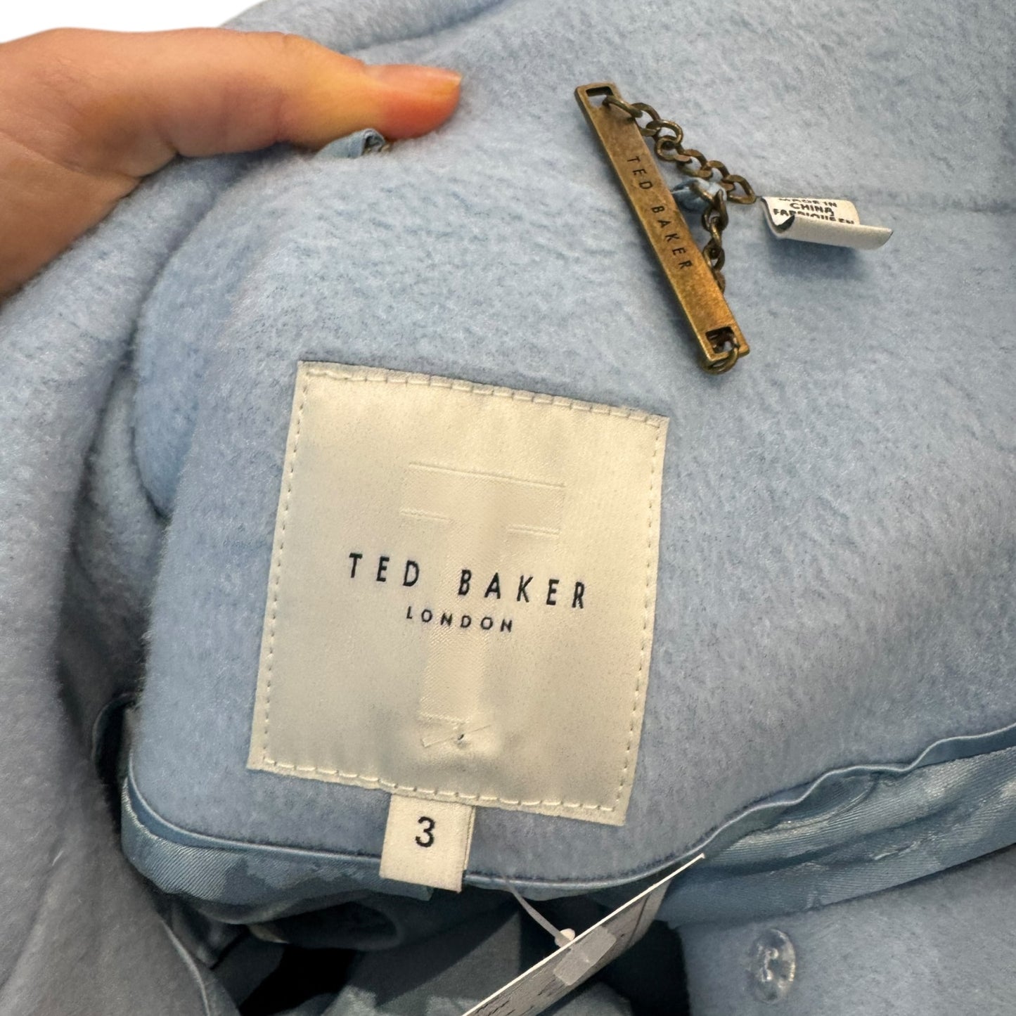 Ted Baker Sairse Pleated-Sleeve Pale Blue Coat - 12