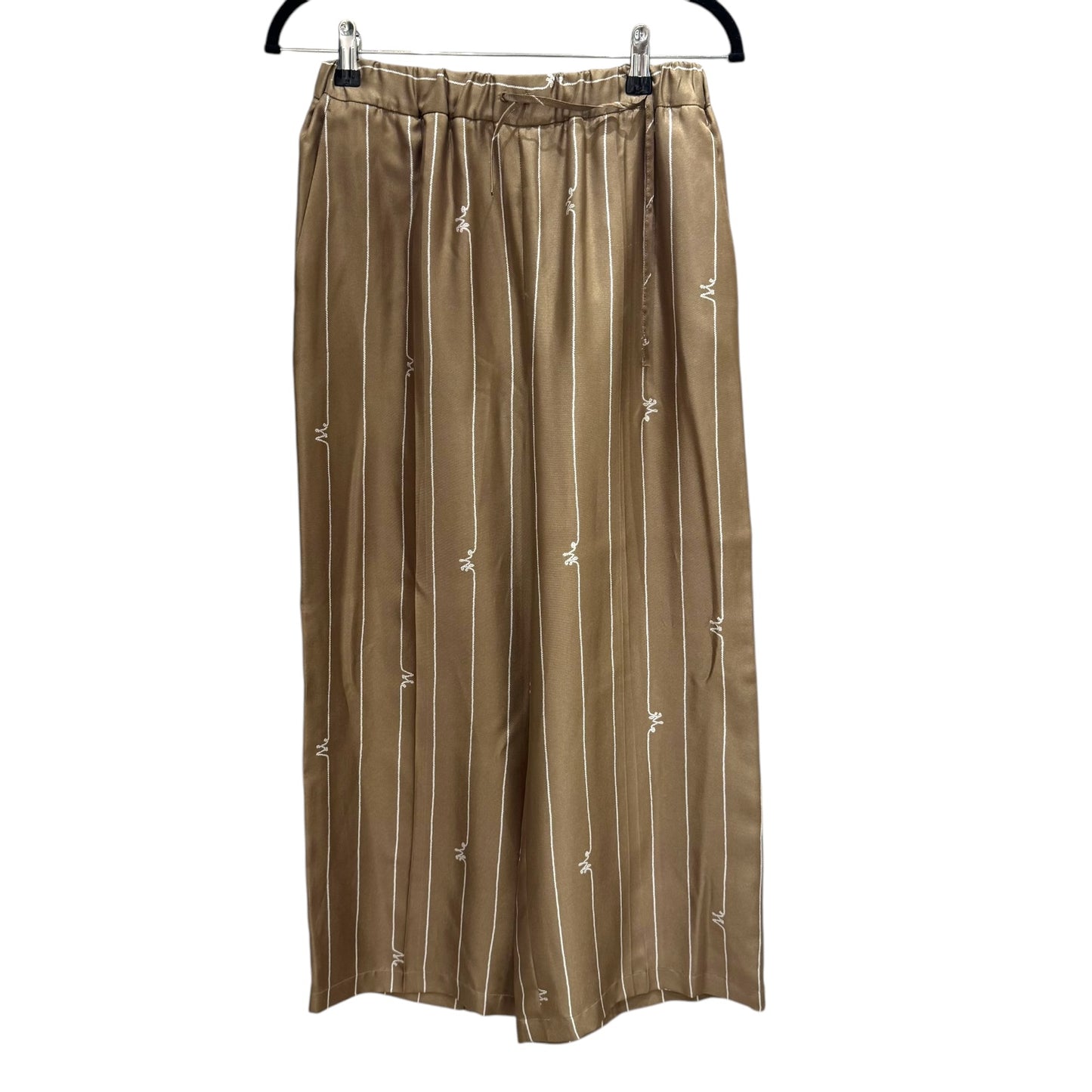 Max Mara Tan and White 'Calabra' Silk Trousers - 8