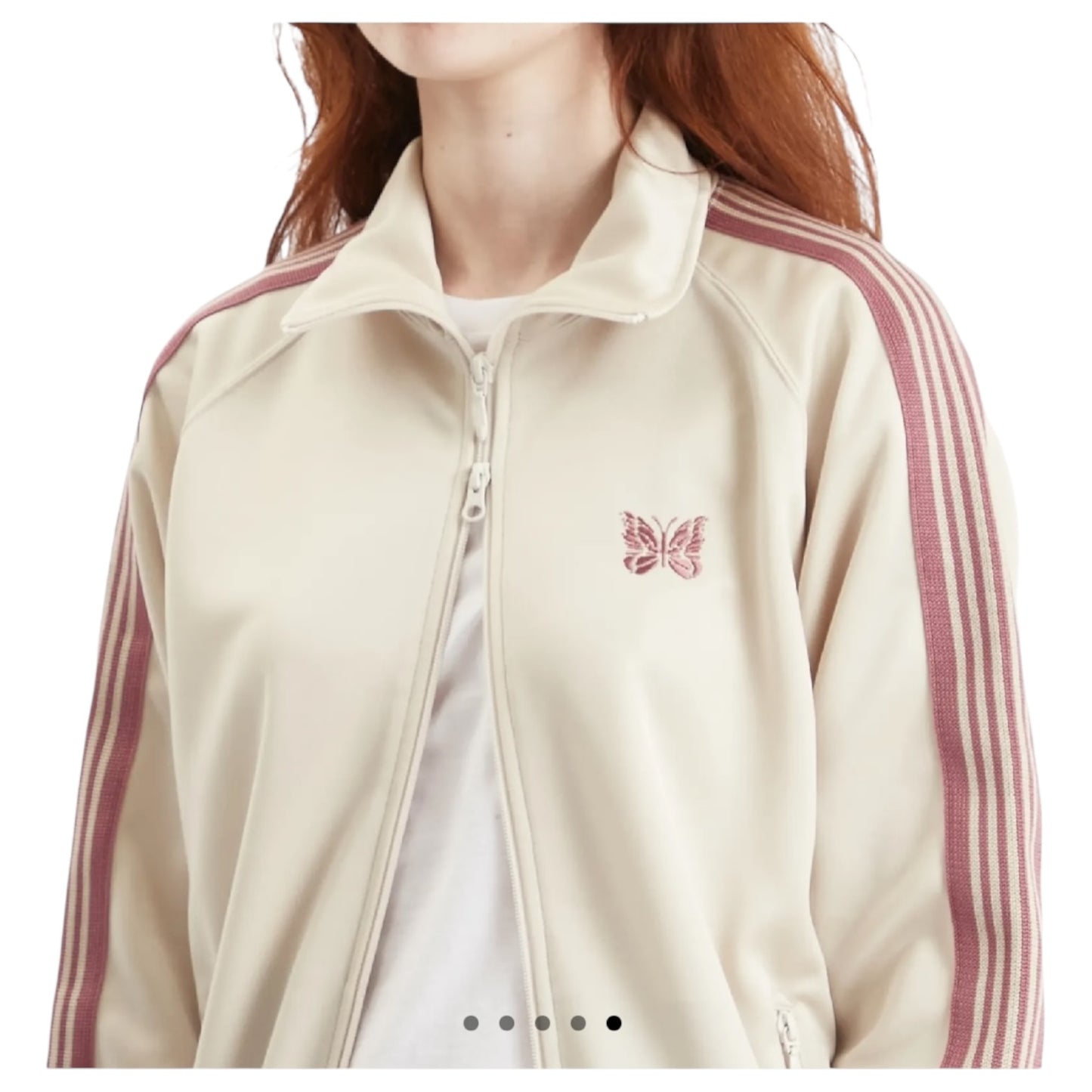 Needles Track Jacket in Cream and Dusk Pink - 10