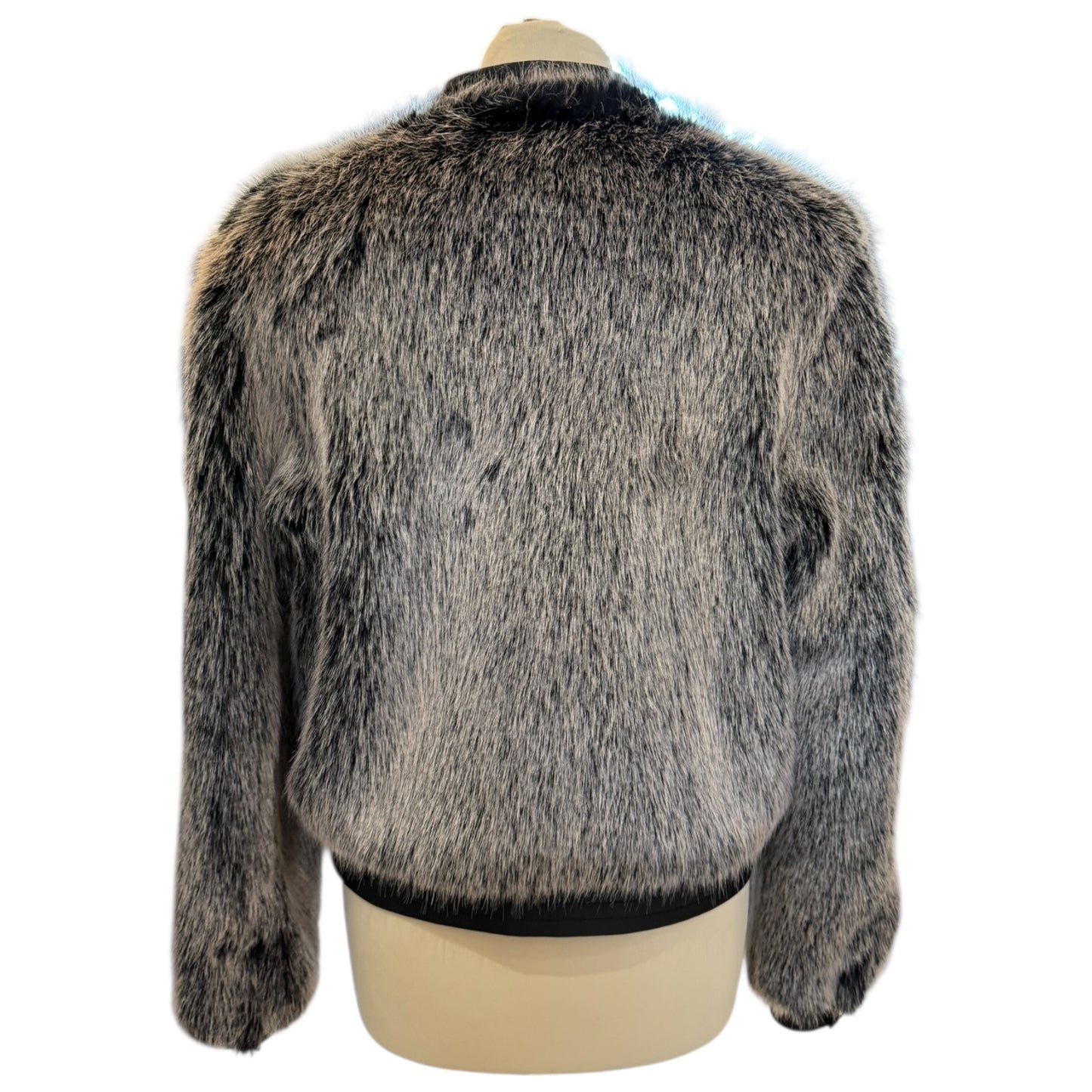 J Brand Ashbey Faux Fur Bomber Jacket in Silver Fox - 10