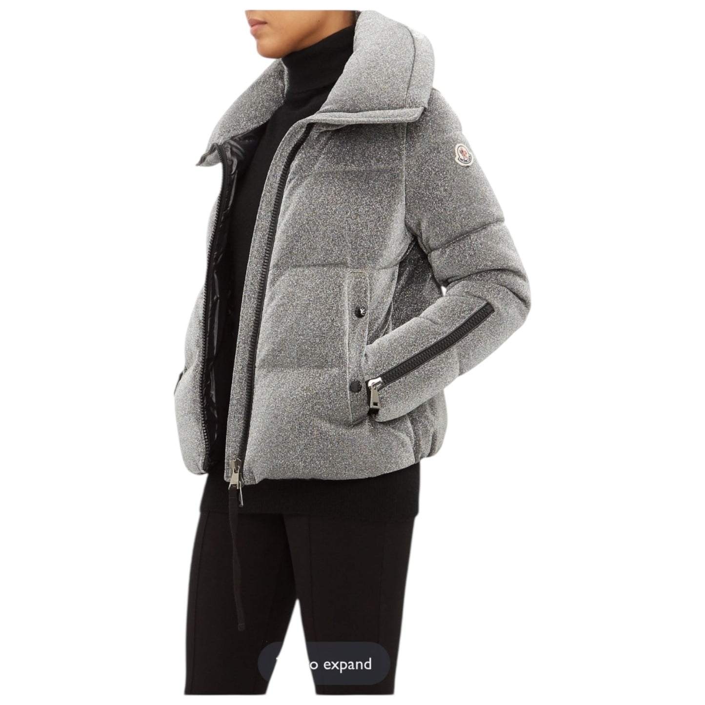 Moncler Bandama Silver Glitter Puffer Jacket - 8