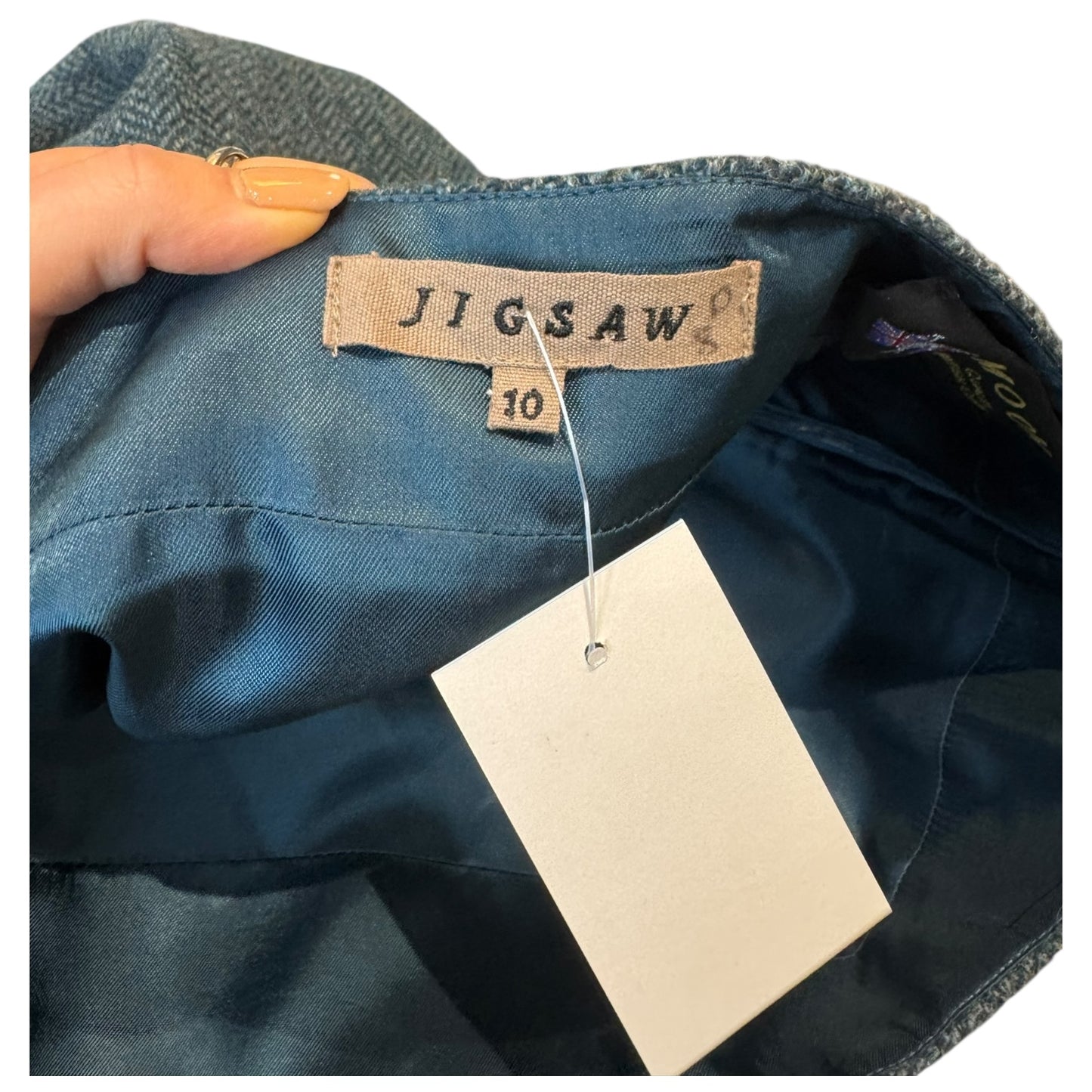 Jigsaw Teal Tweed Frill Hem Skirt - 10