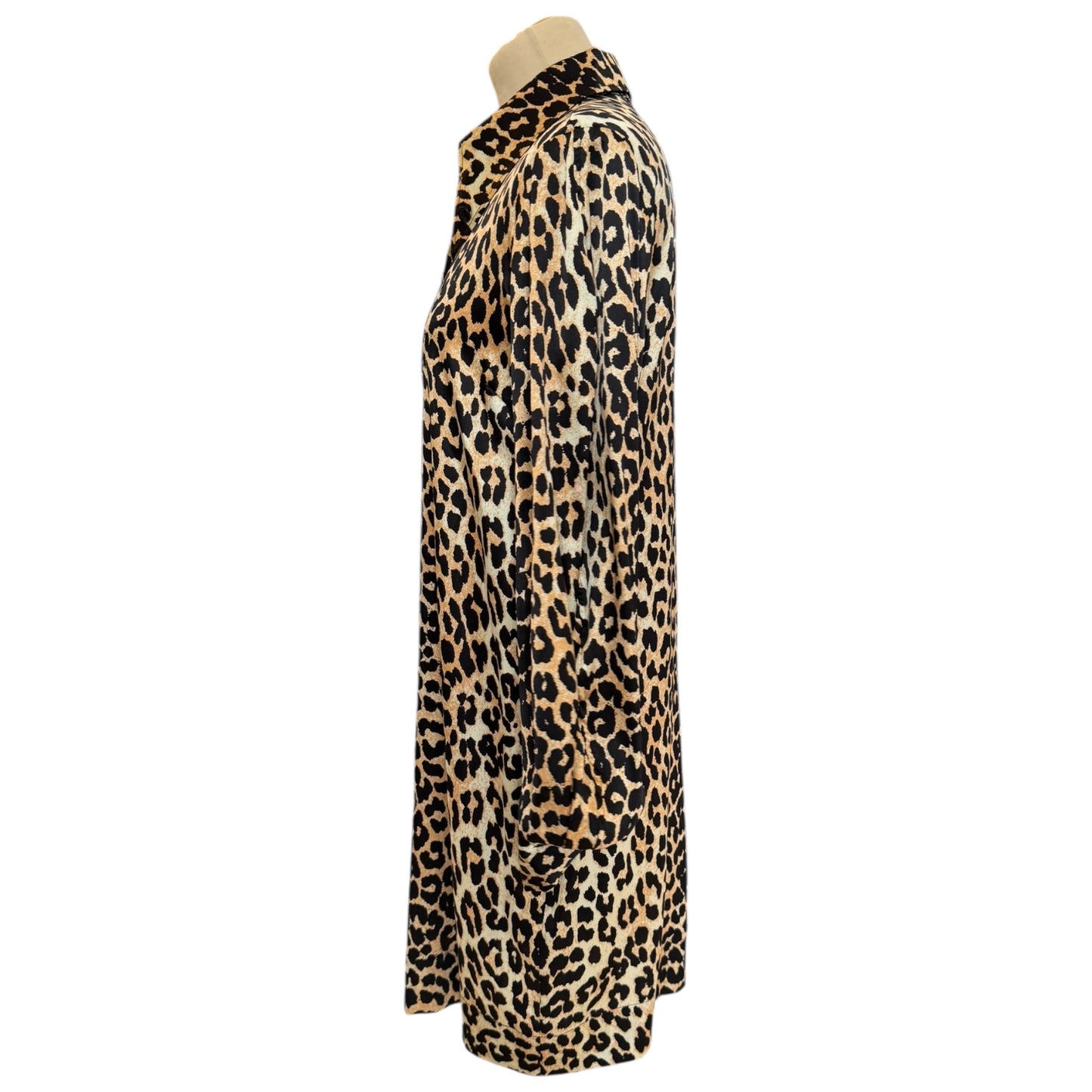 Ganni Leopard-Print Silk-Blend Satin Mini Shirtdress - 10