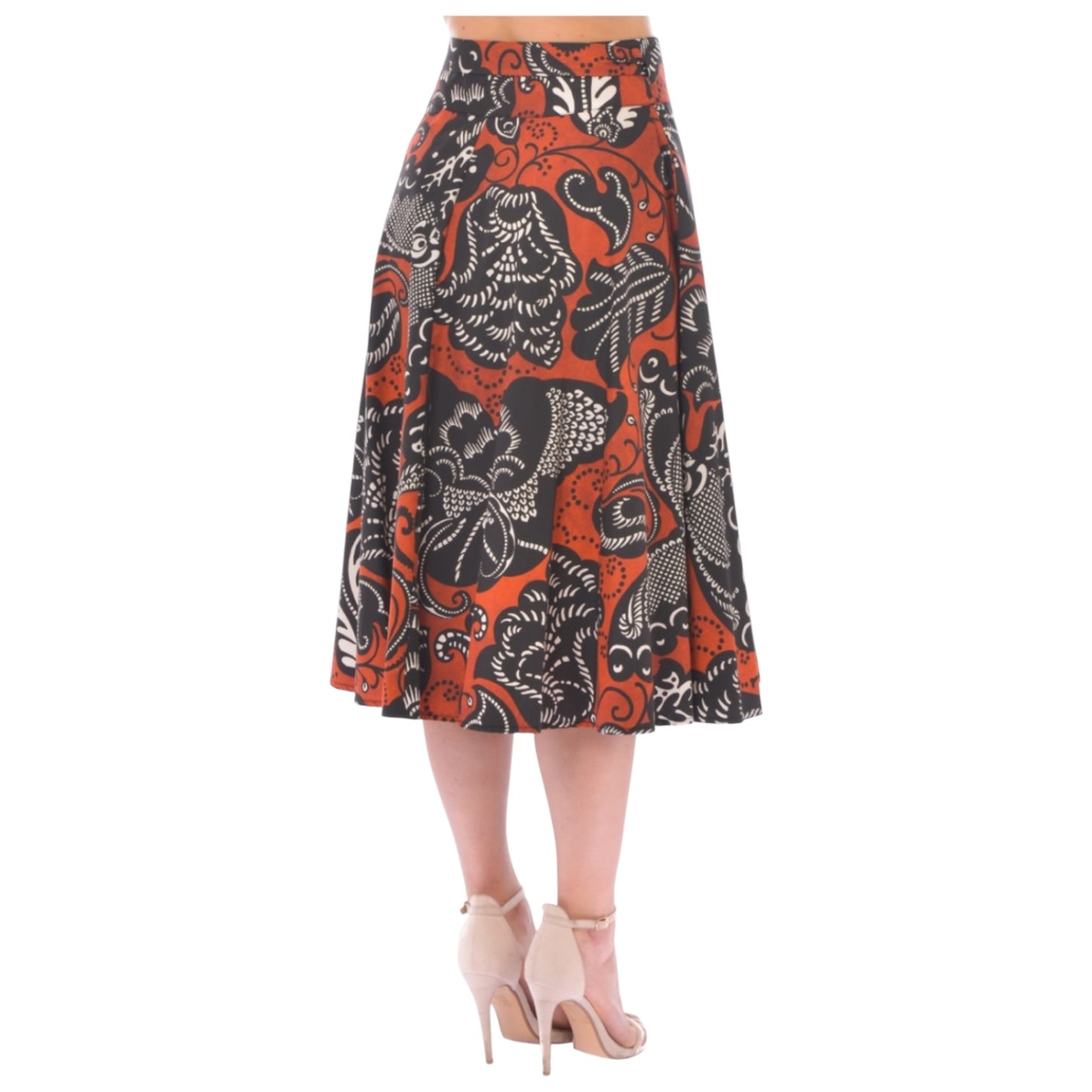 Icona 100% Cotton Brown and Black Print Skirt - 12 - NEW