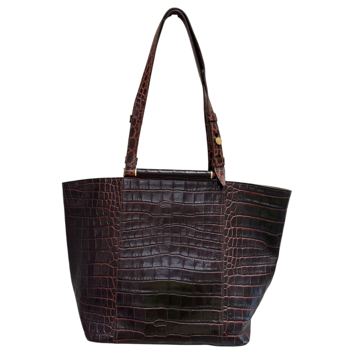 Max Mara Burgundy Textured Leather Tote Bag
