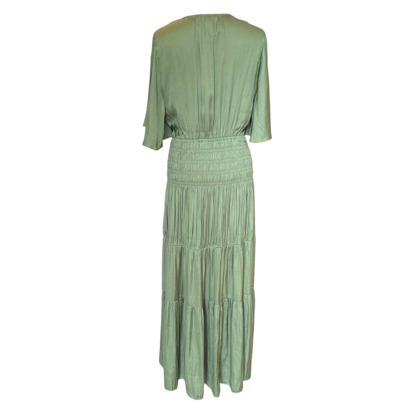 Maje Soft Green Satin Pleated Maxi Dress - 12