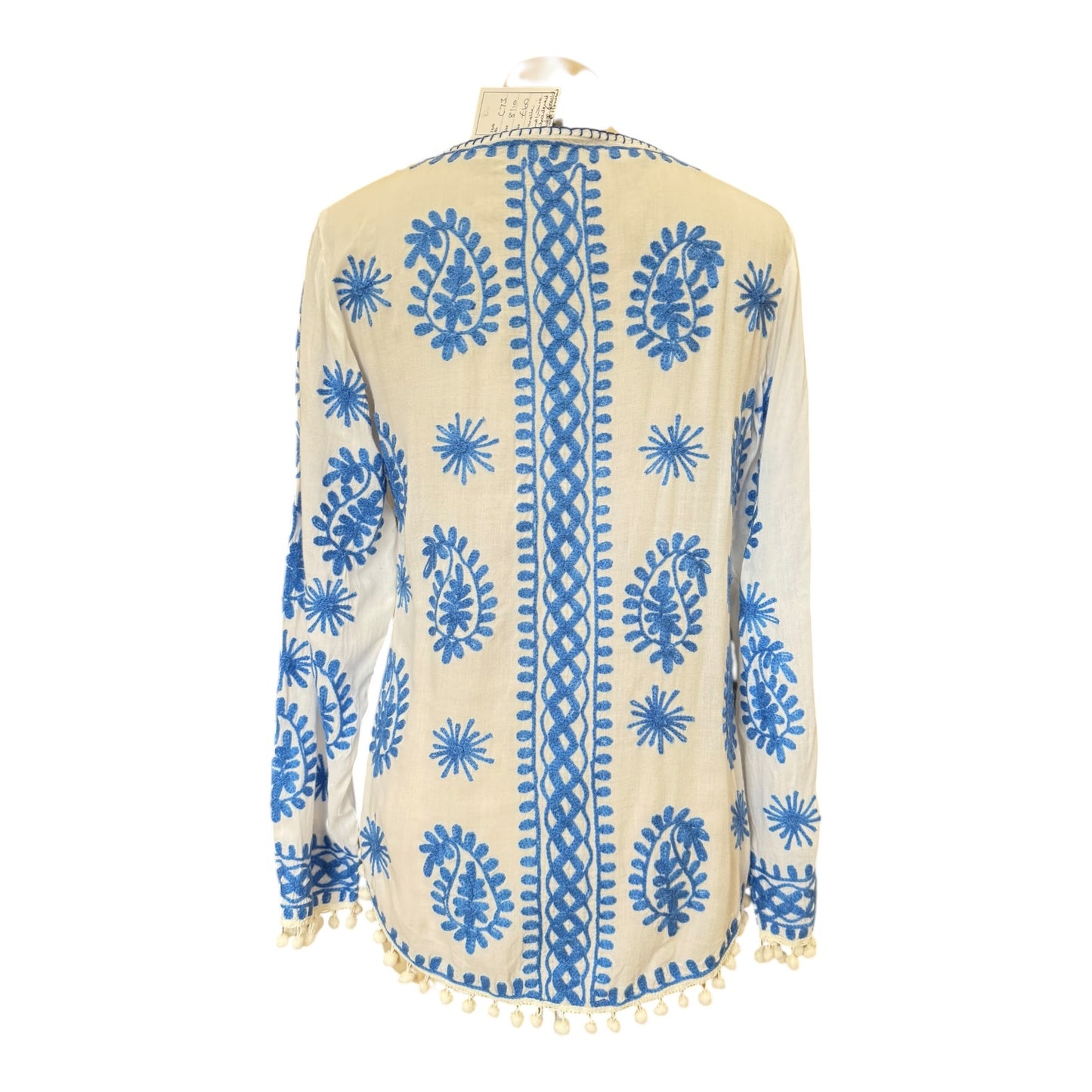 Pranella White and Blue Cicy China Summer Top - 8/10
