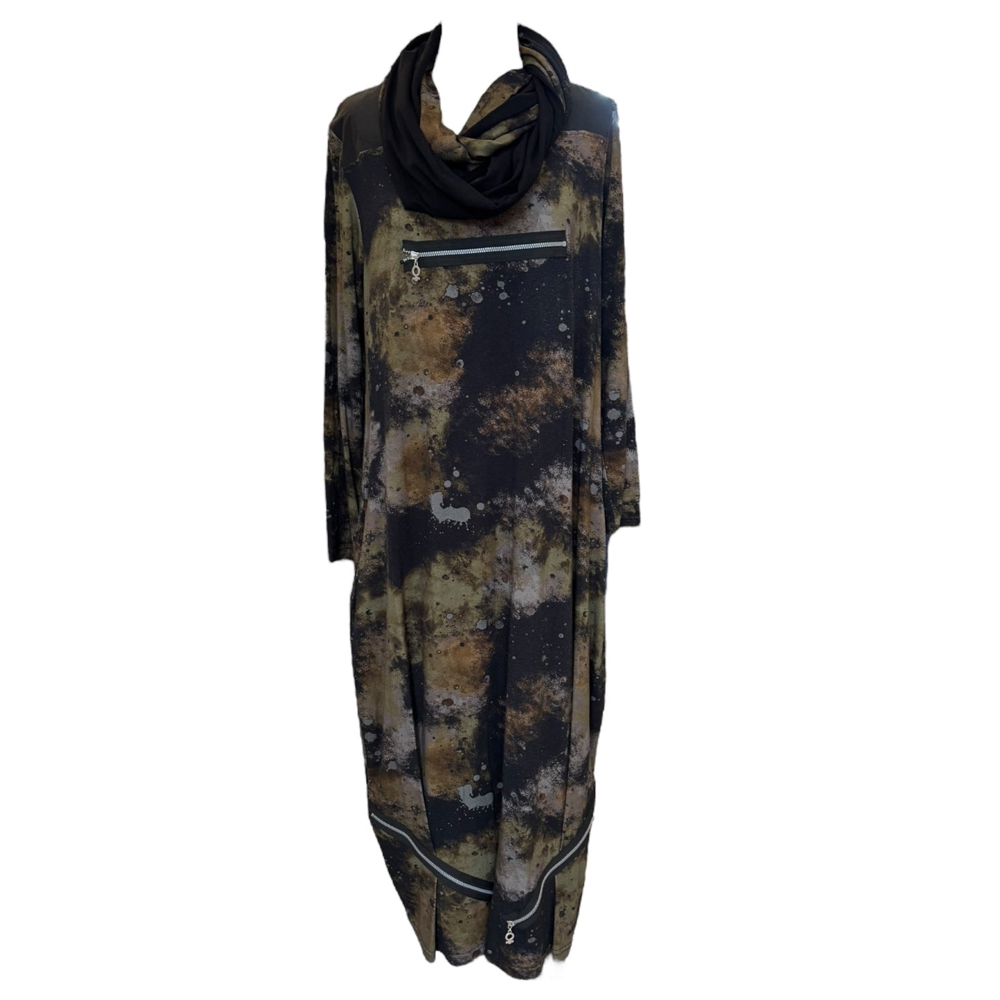 My Soul Khaki and Black Dress with Snood - 12