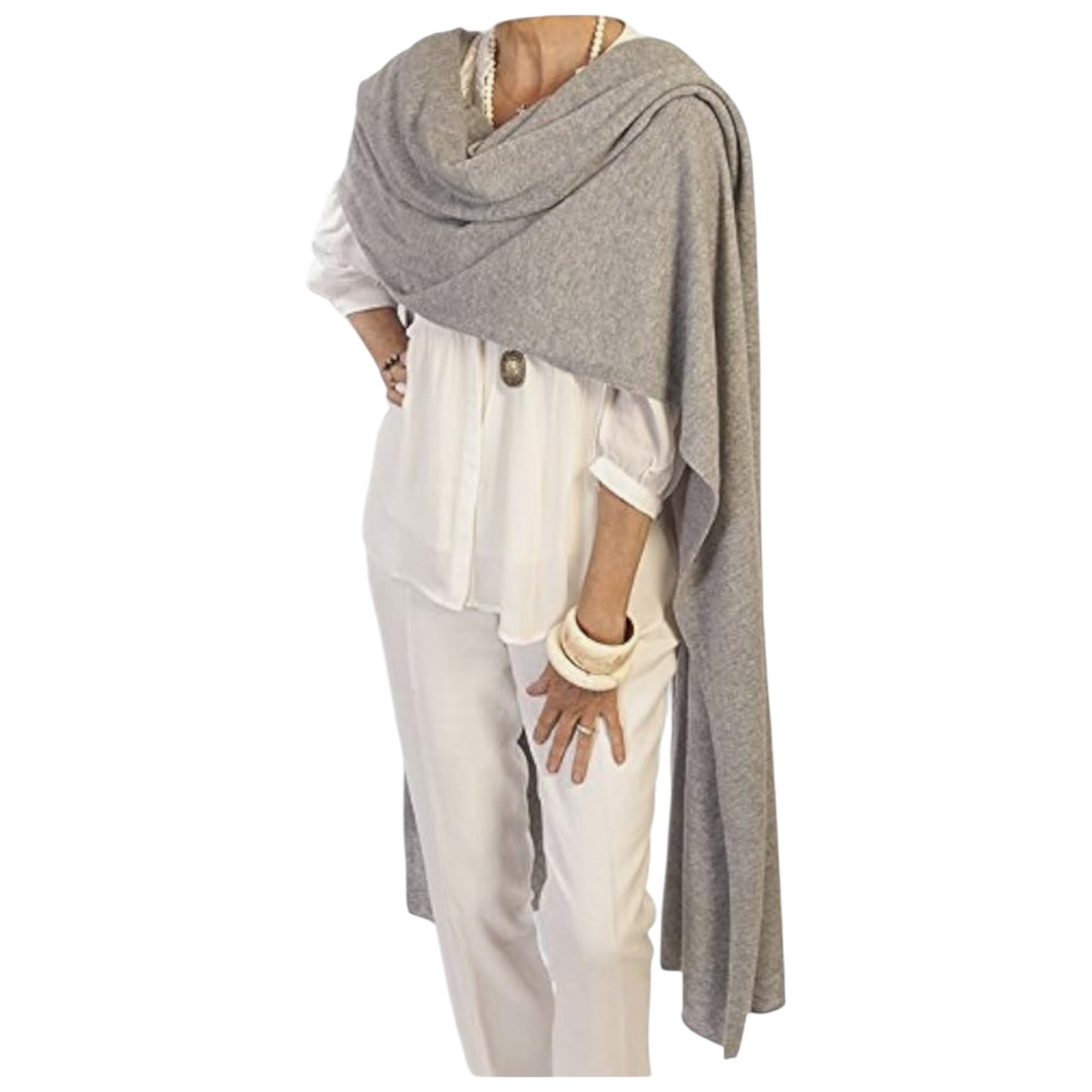 Catherine Robinson Grey Pure Cashmere Oversized Wrap