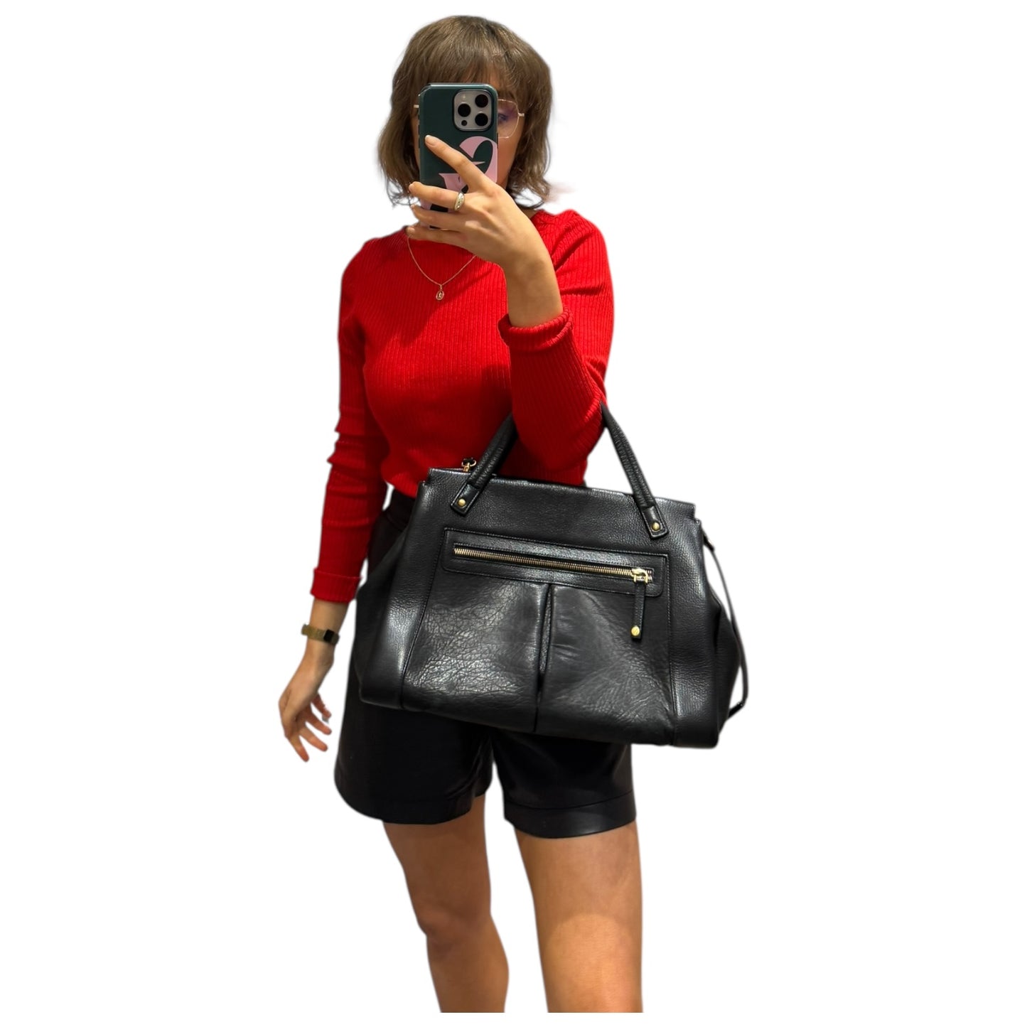 Smythson Black Leather Bag