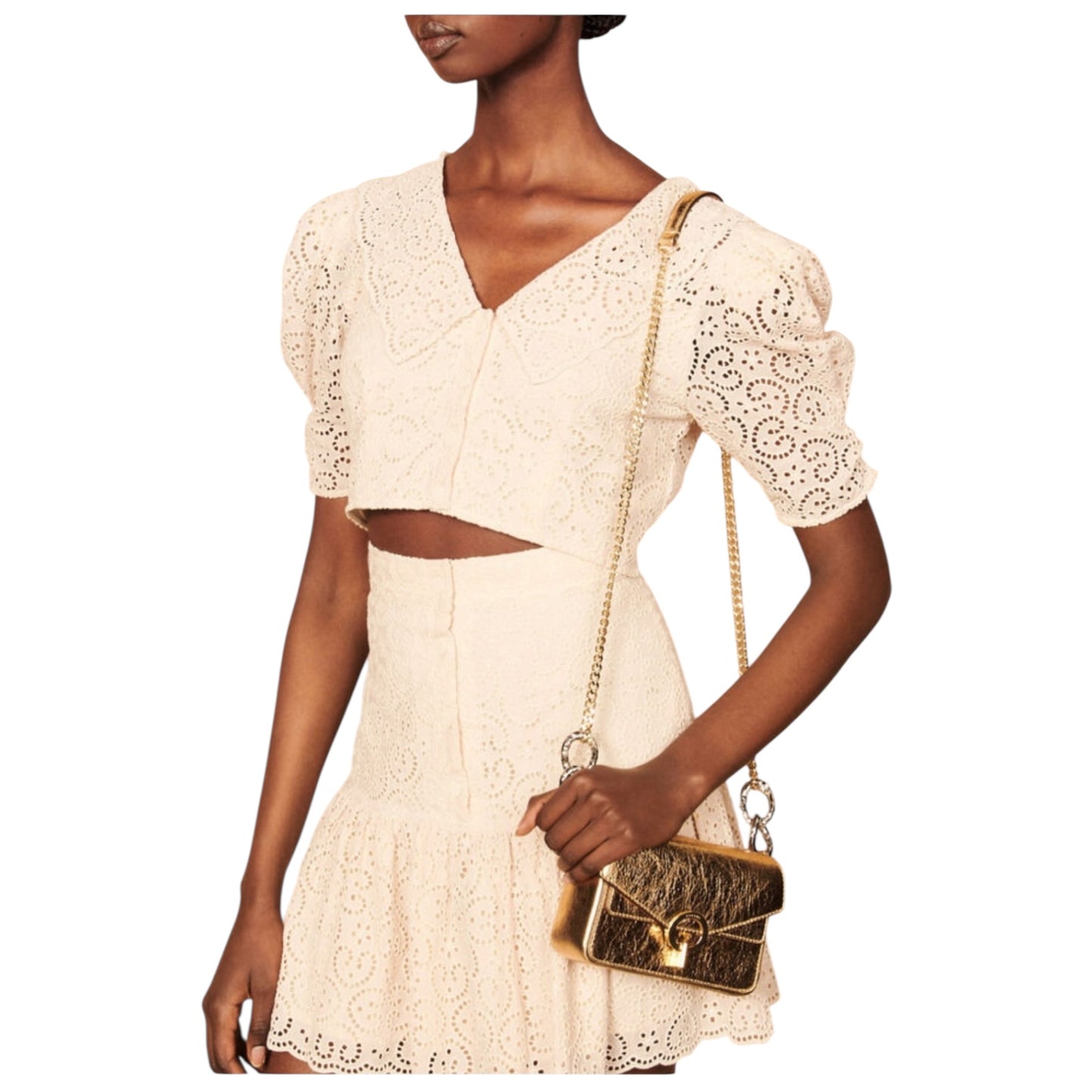 Sandro Cropped Broderie Anglaise Shirt - 10