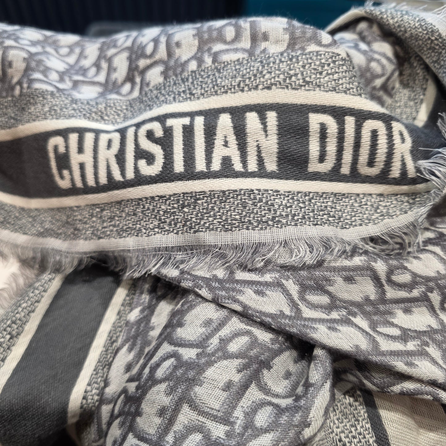 Christian Dior Grey Logo Shawl