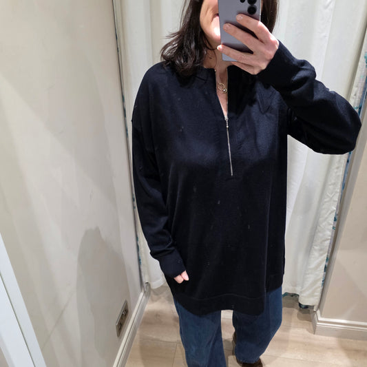 Joseph Navy Half Zip Sweater - Medium