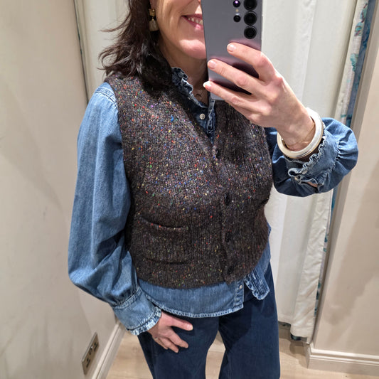 Acne Brown Knit Waistcoat - Large