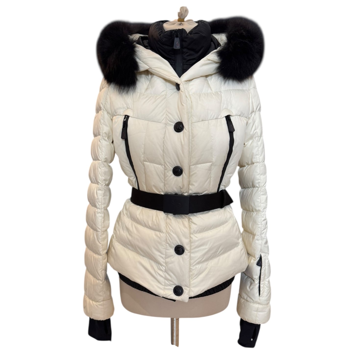Moncler Grenoble Beverley Quilted Shell Jacket Cream and Black Trim - 8