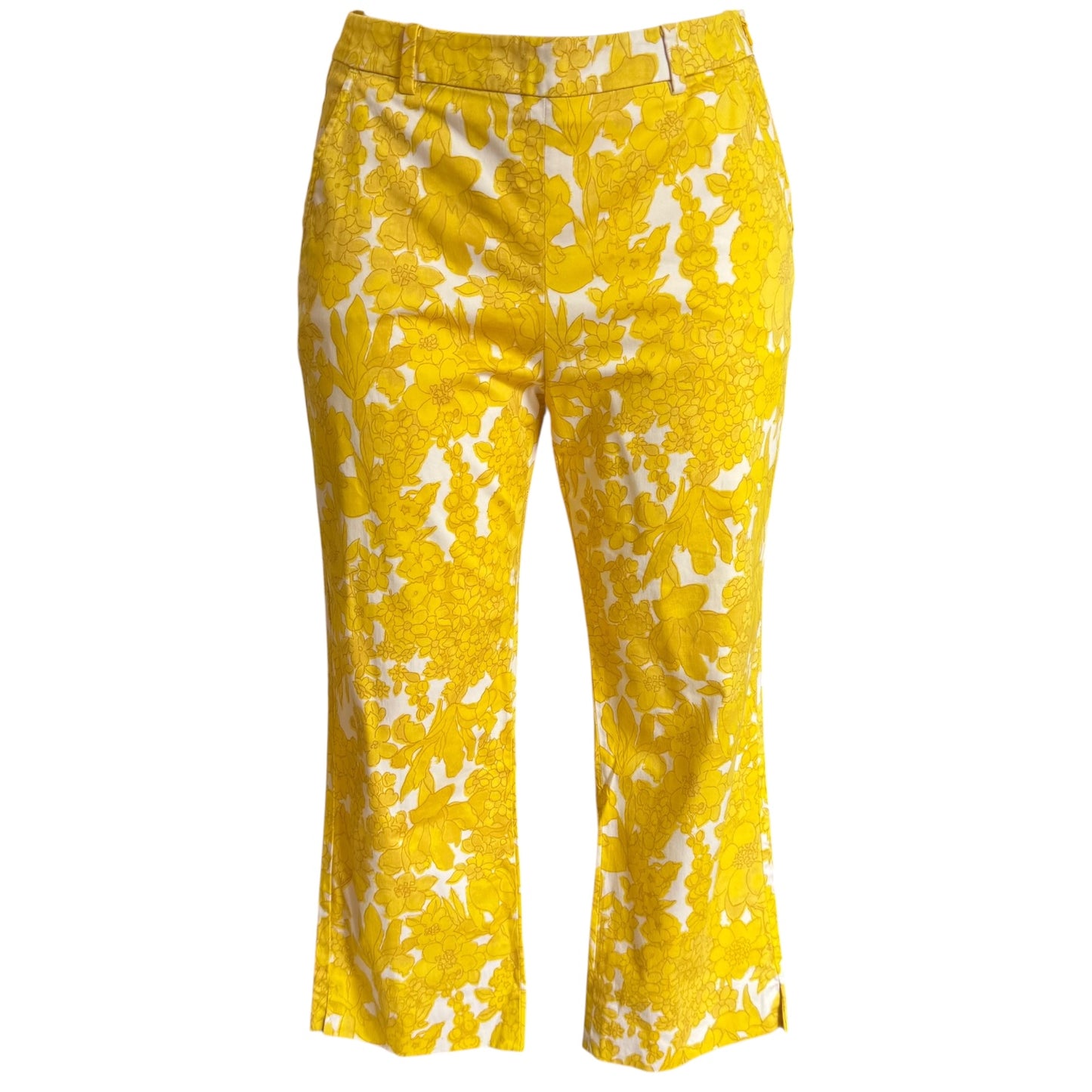 Weekend Max Mara Yellow Floral Capri Pedal Pusher Trousers - 6/8